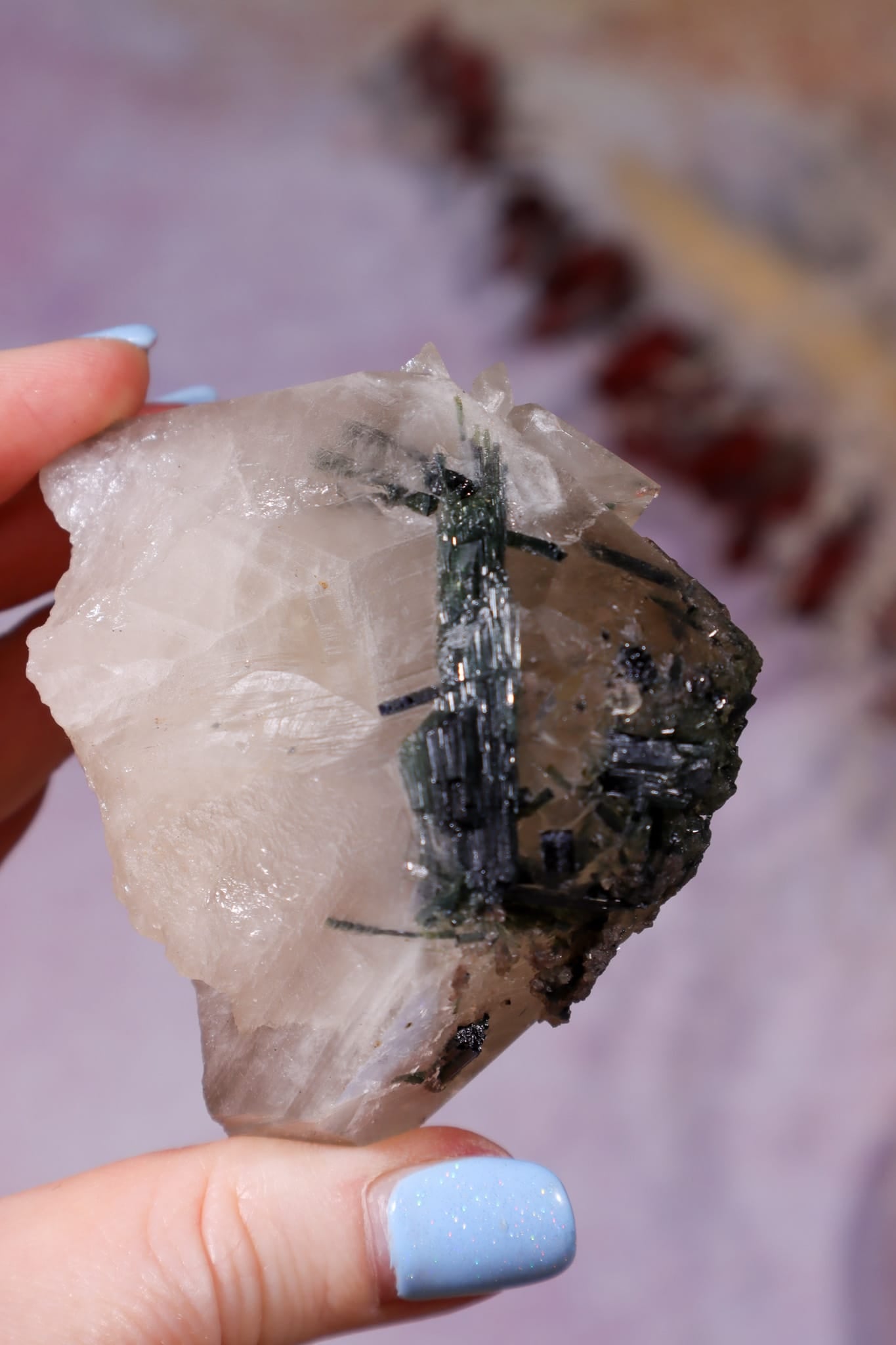 Green Tourmaline in Citrine on Stand 112cm, Brazil Specimen Tali & Loz Crystals