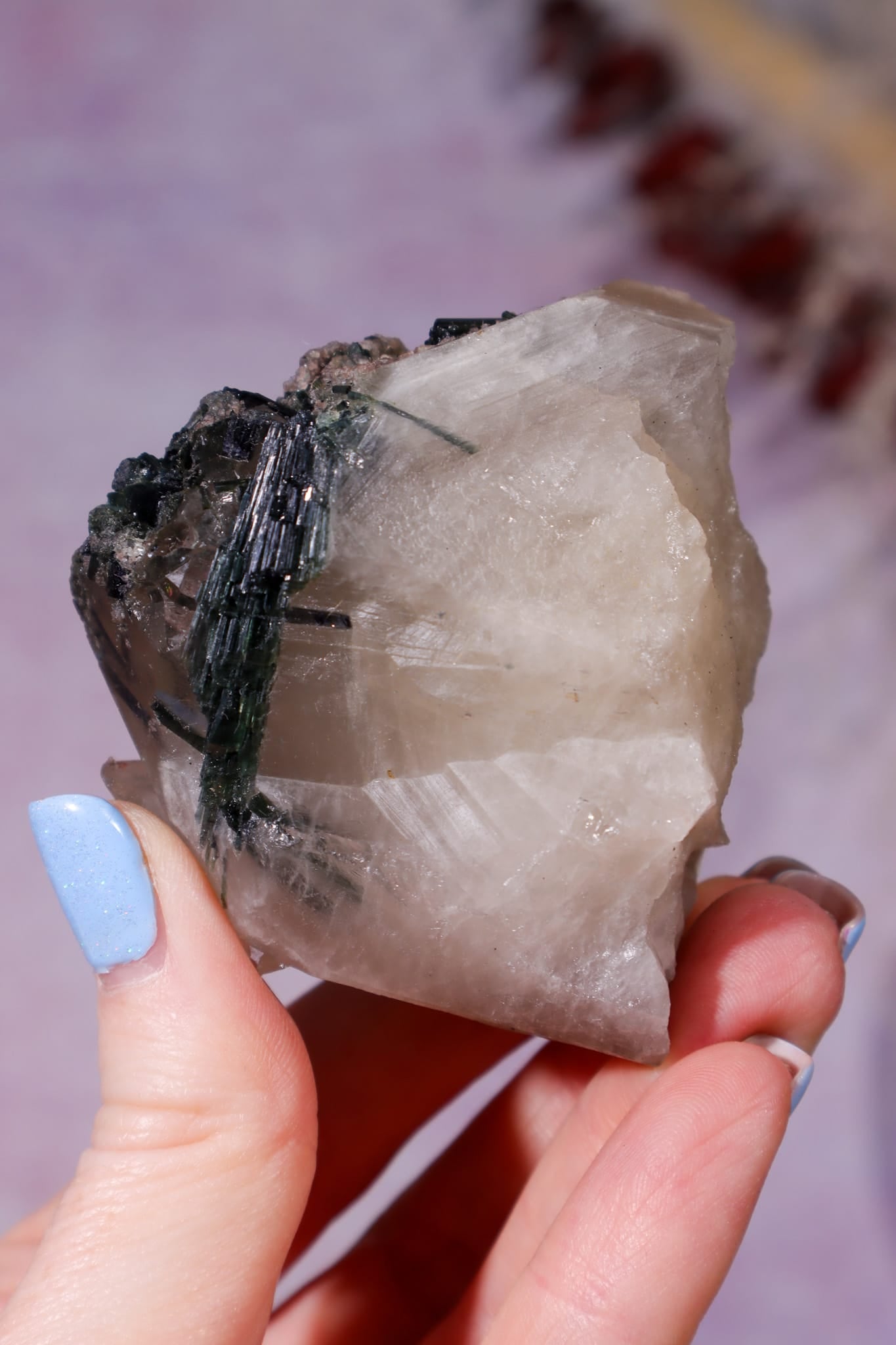 Green Tourmaline in Citrine on Stand 112cm, Brazil Specimen Tali & Loz Crystals