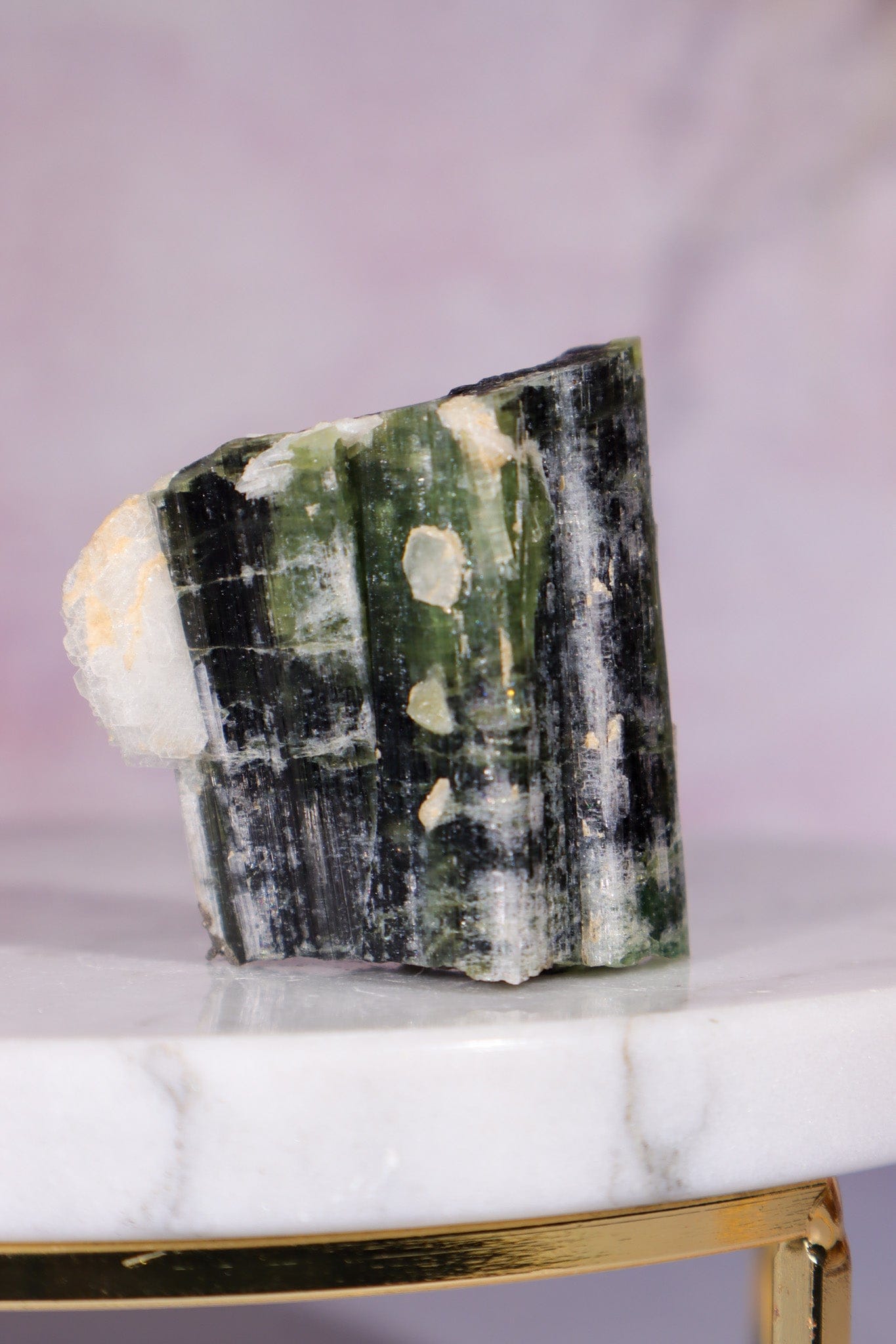 Green Tourmaline With Cleavelandite 4cm, Pakistan Minerals Tali & Loz Crystals