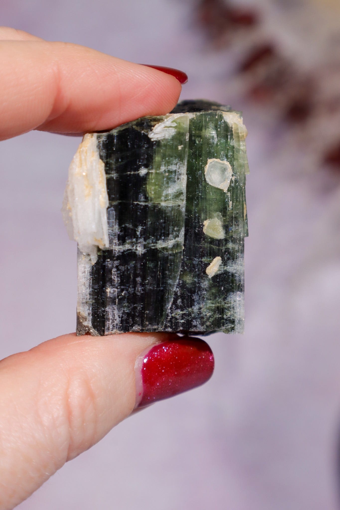 Green Tourmaline With Cleavelandite 4cm, Pakistan Minerals Tali & Loz Crystals