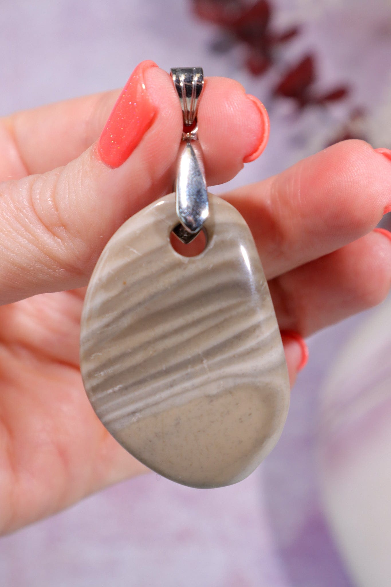 Grey Agate Pendant 4cm, Sold as Seen Pendants Tali & Loz Crystals