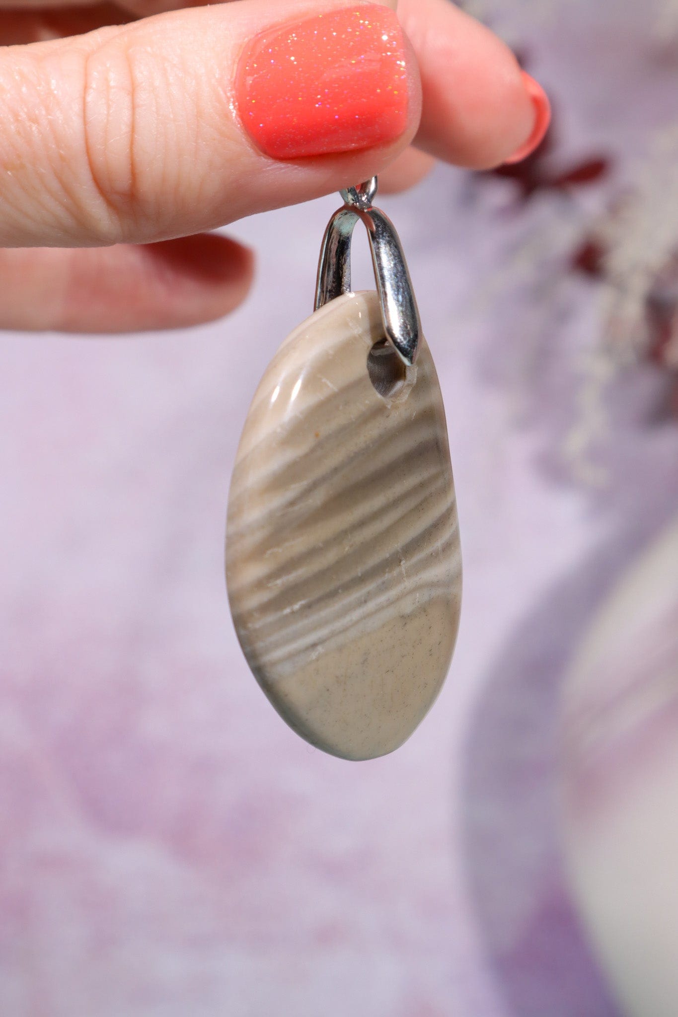 Grey Agate Pendant 4cm, Sold as Seen Pendants Tali & Loz Crystals