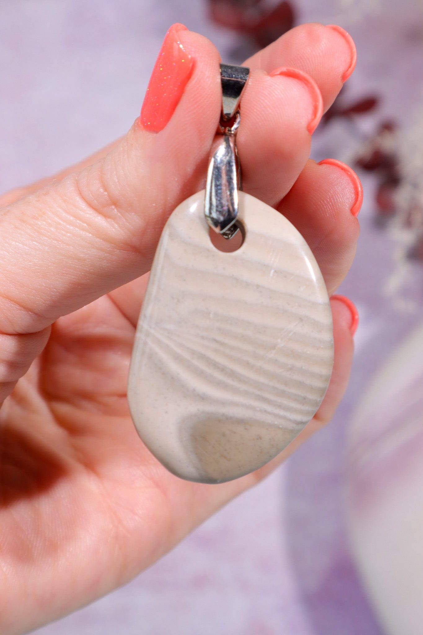 Grey Agate Pendant 4cm, Sold as Seen Pendants Tali & Loz Crystals