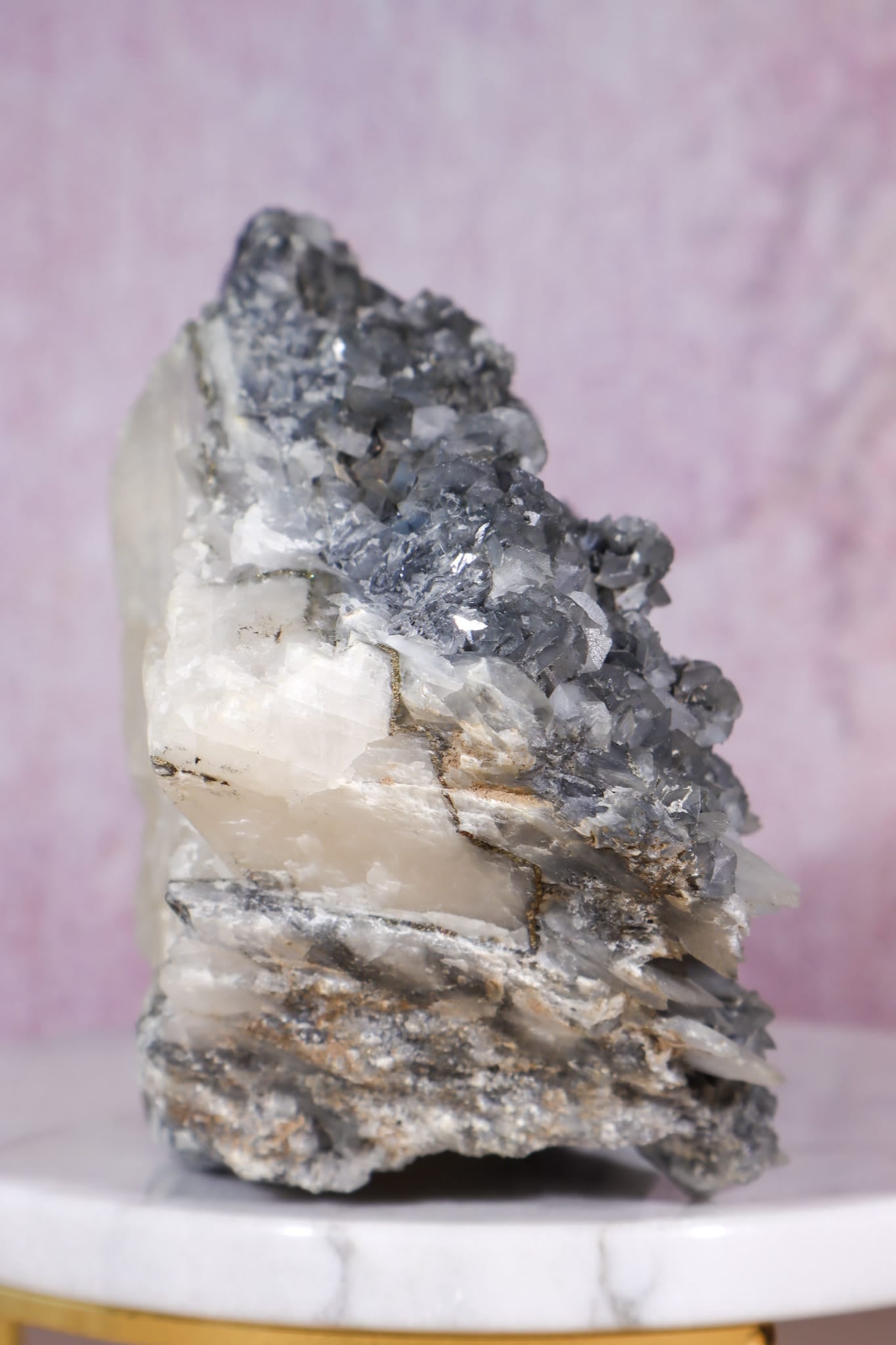 Grey & White Calcite with Stilbite | Display Specimen | 200mm | China Minerals Tali & Loz Crystals