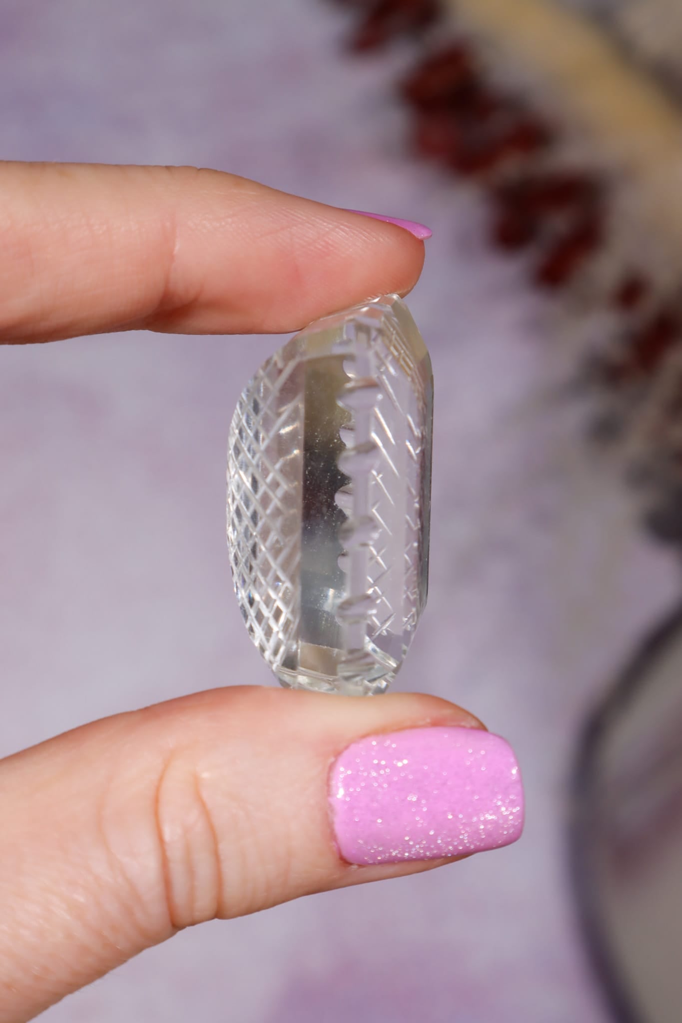 Hand Carved Clear Quartz | 20.5g | India Carving Tali & Loz Crystals