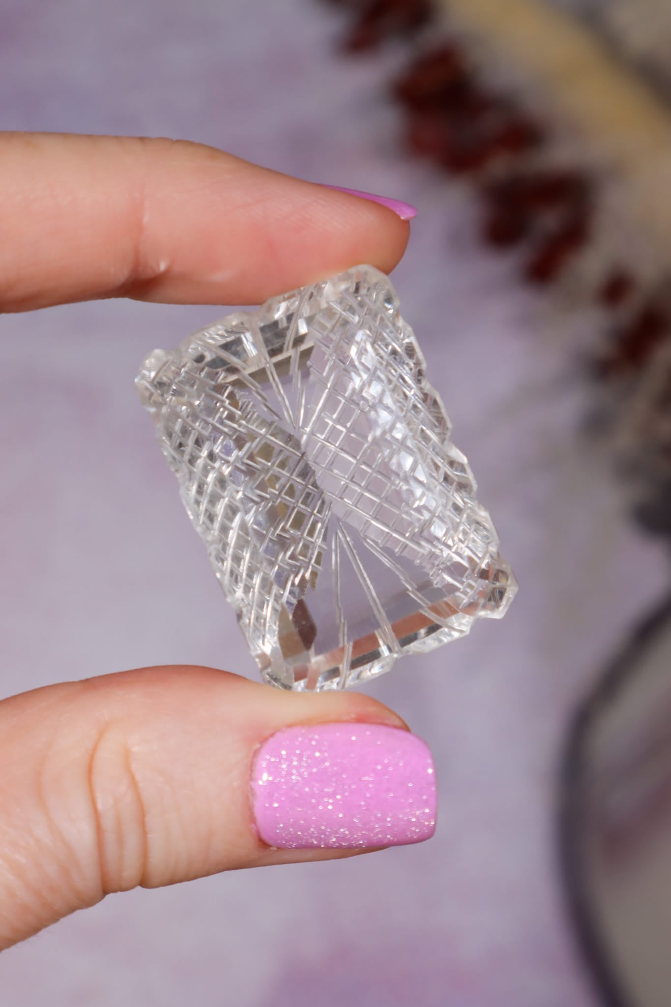 Hand Carved Clear Quartz | 20.5g | India Carving Tali & Loz Crystals