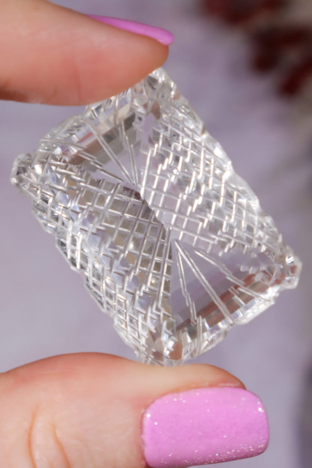 Hand Carved Clear Quartz | 20.5g | India Carving Tali & Loz Crystals
