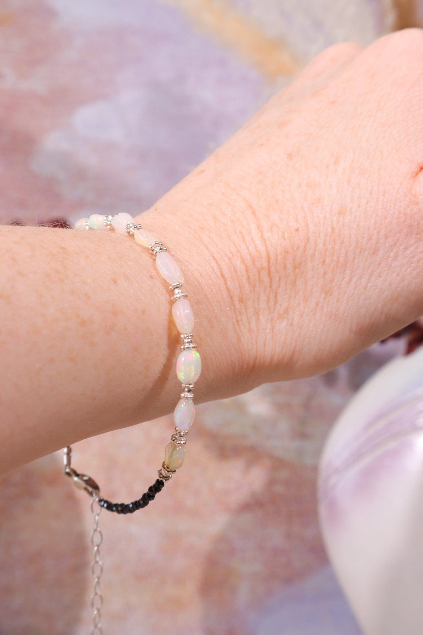 Hand Crafted Opal Bracelet with Spinel, Sold As Seen Jewellery Tali & Loz Crystals