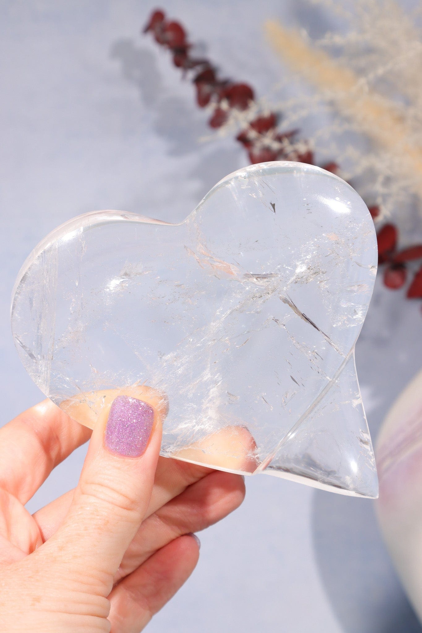 High Quality Clear Quartz Self Standing Heart Carving Carving Tali & Loz Crystals