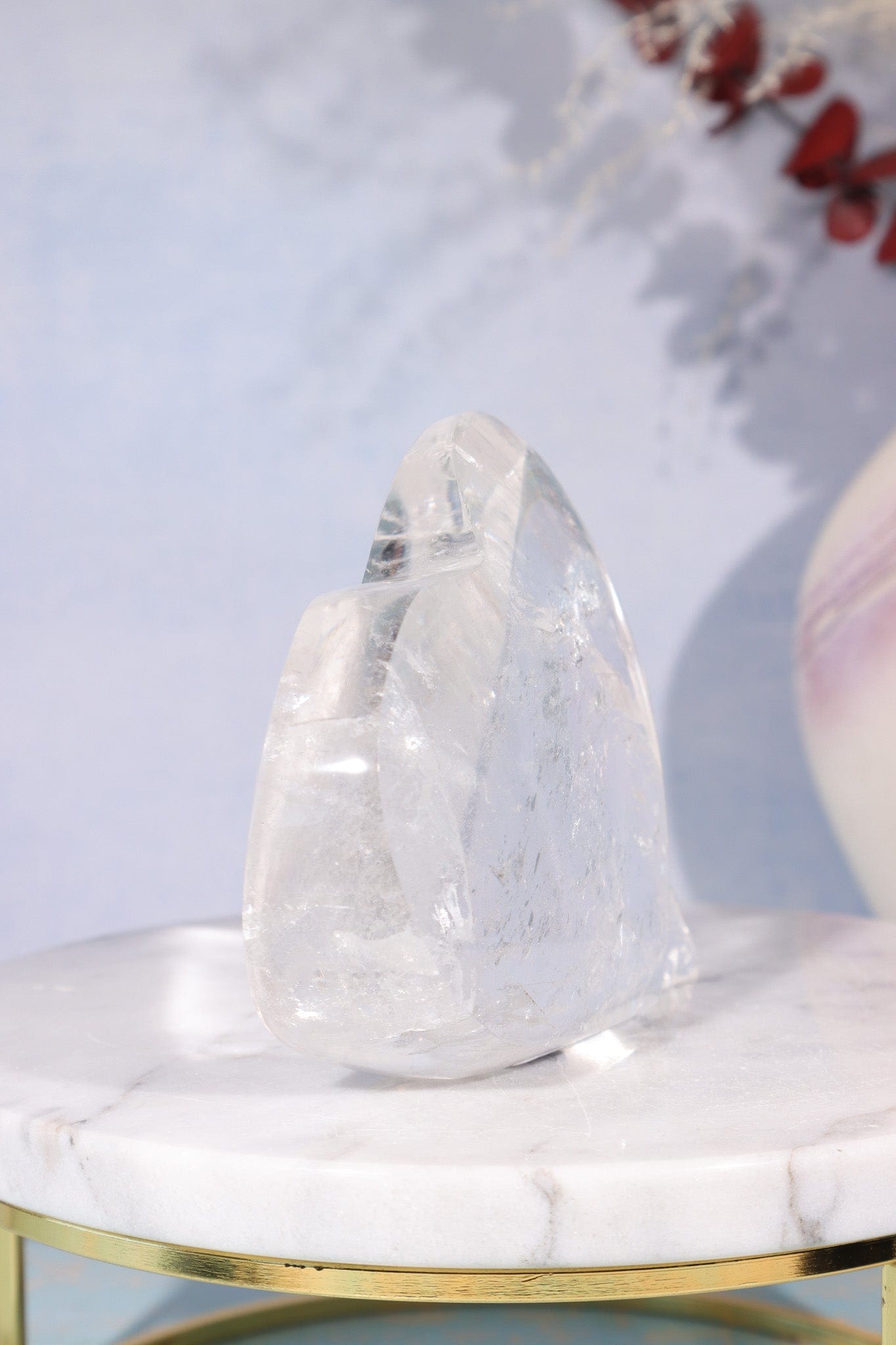 High Quality Clear Quartz Self Standing Heart Carving Carving Tali & Loz Crystals