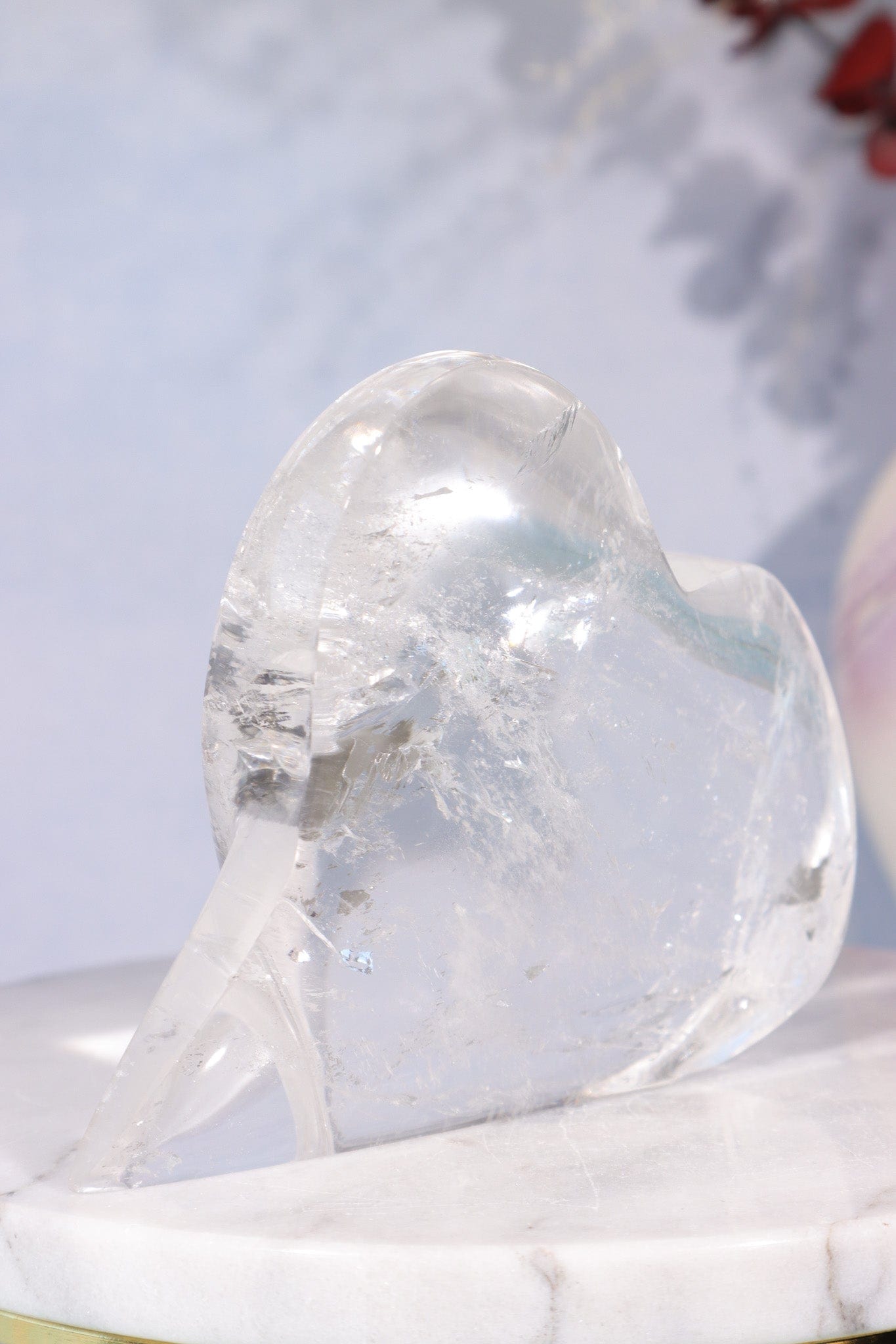 High Quality Clear Quartz Self Standing Heart Carving Carving Tali & Loz Crystals