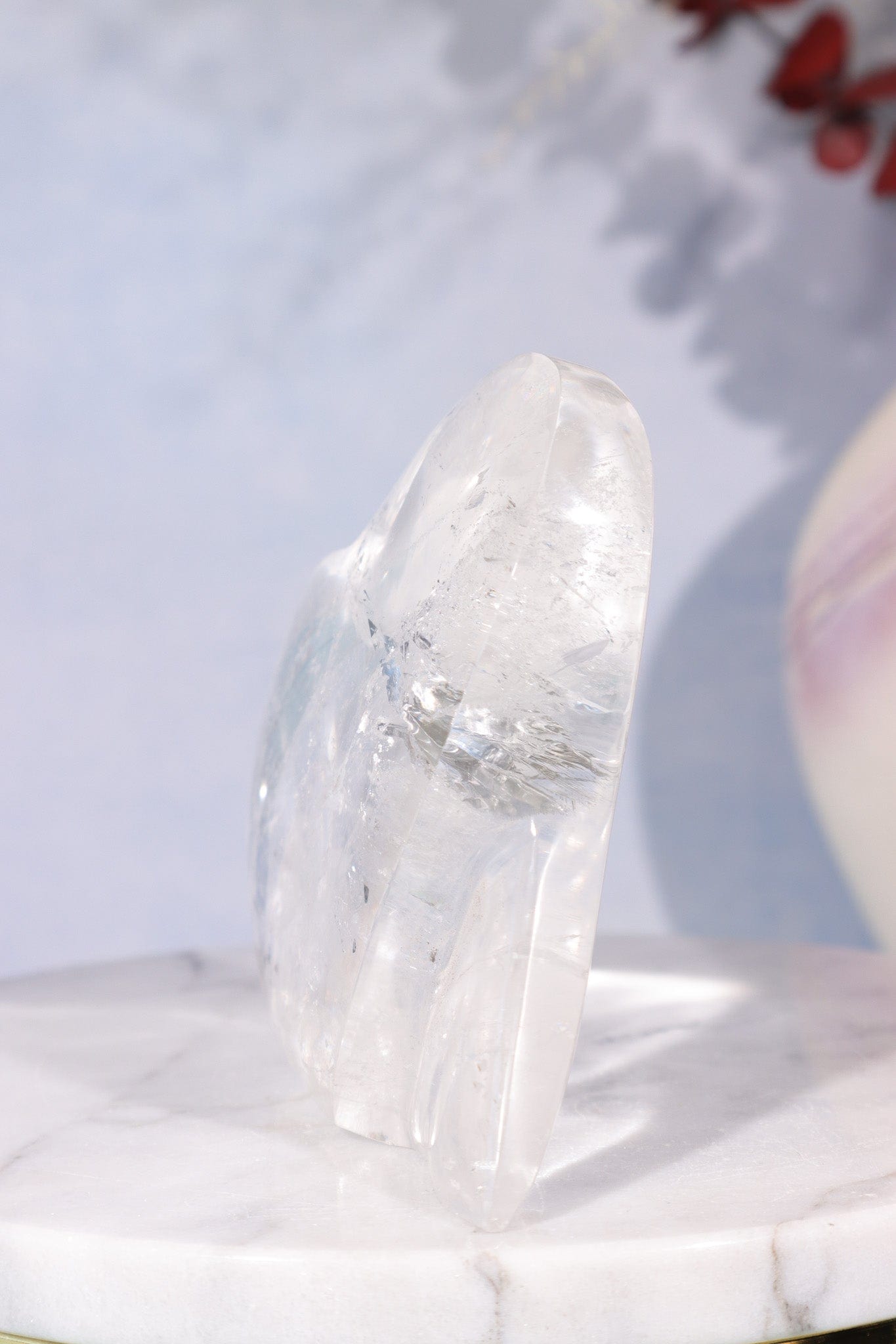 High Quality Clear Quartz Self Standing Heart Carving Carving Tali & Loz Crystals