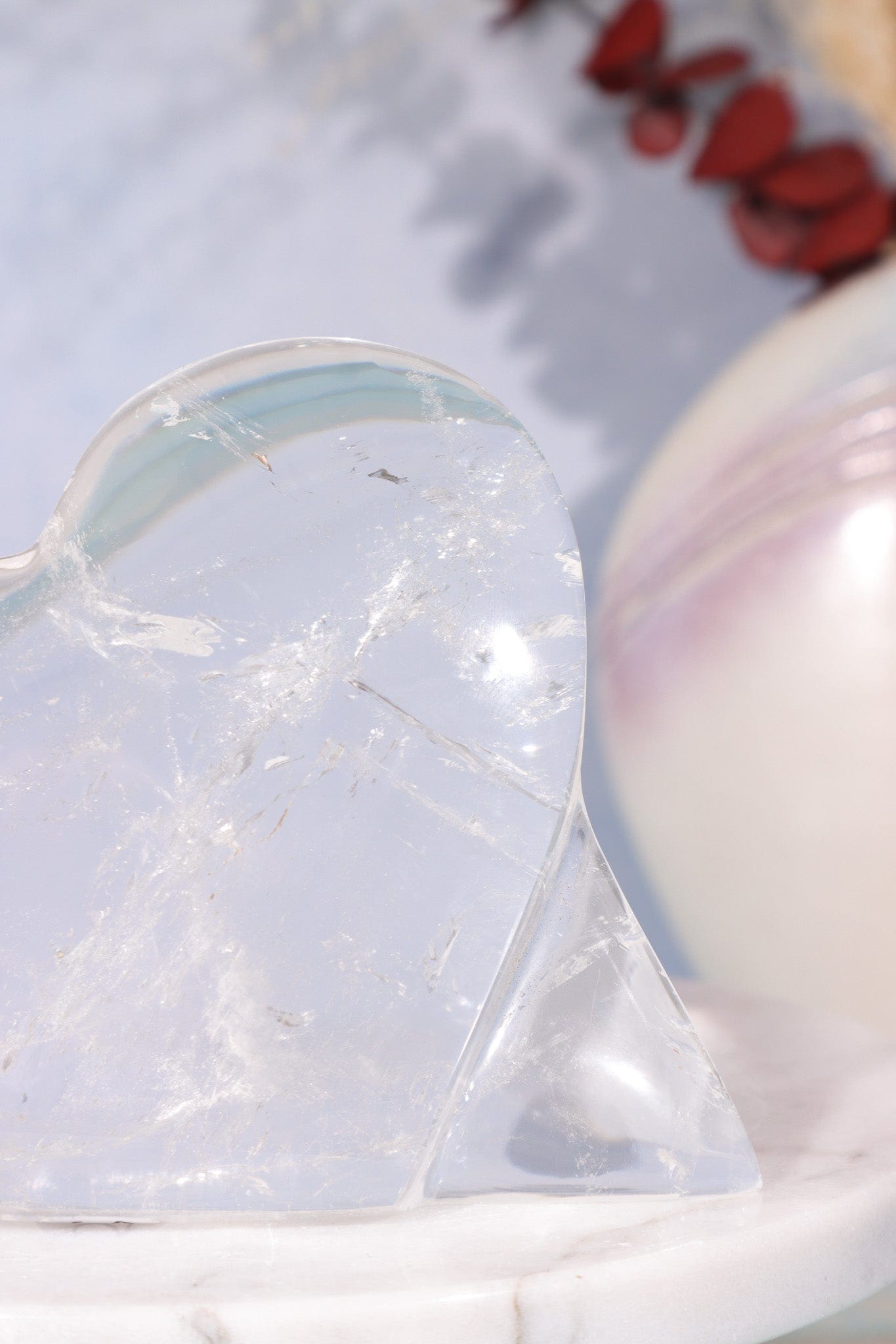 High Quality Clear Quartz Self Standing Heart Carving Carving Tali & Loz Crystals