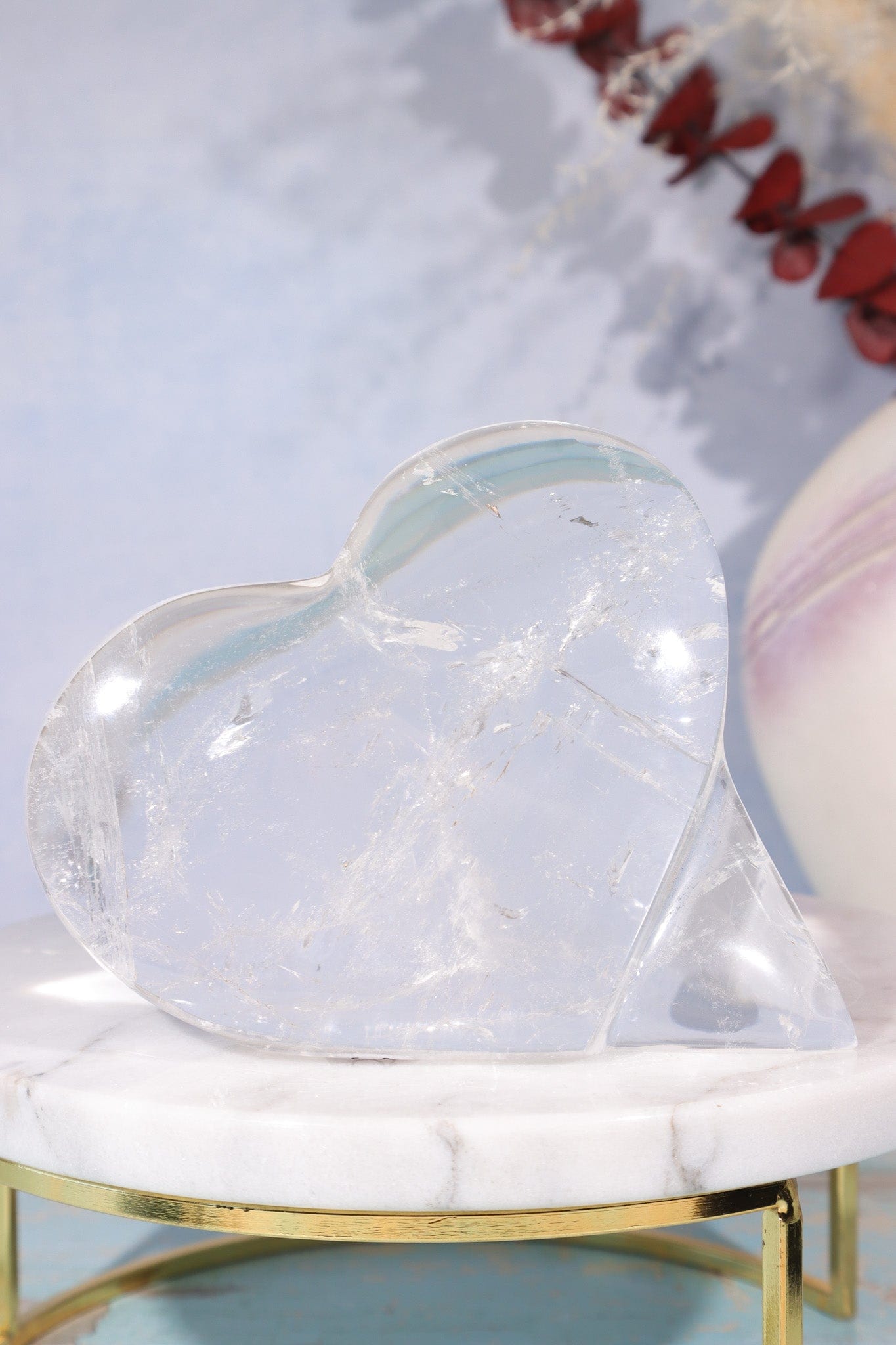 High Quality Clear Quartz Self Standing Heart Carving Carving Tali & Loz Crystals