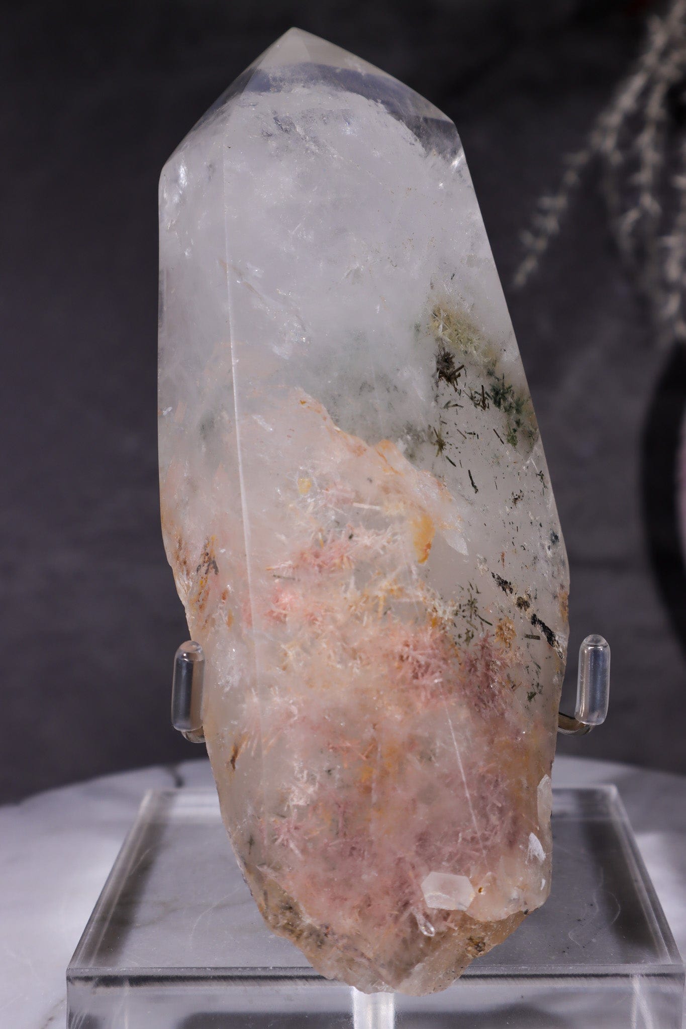 Indonesian Clear Quartz Point With Tourmaline Inclusions 13.7cm Points Tali & Loz Crystals