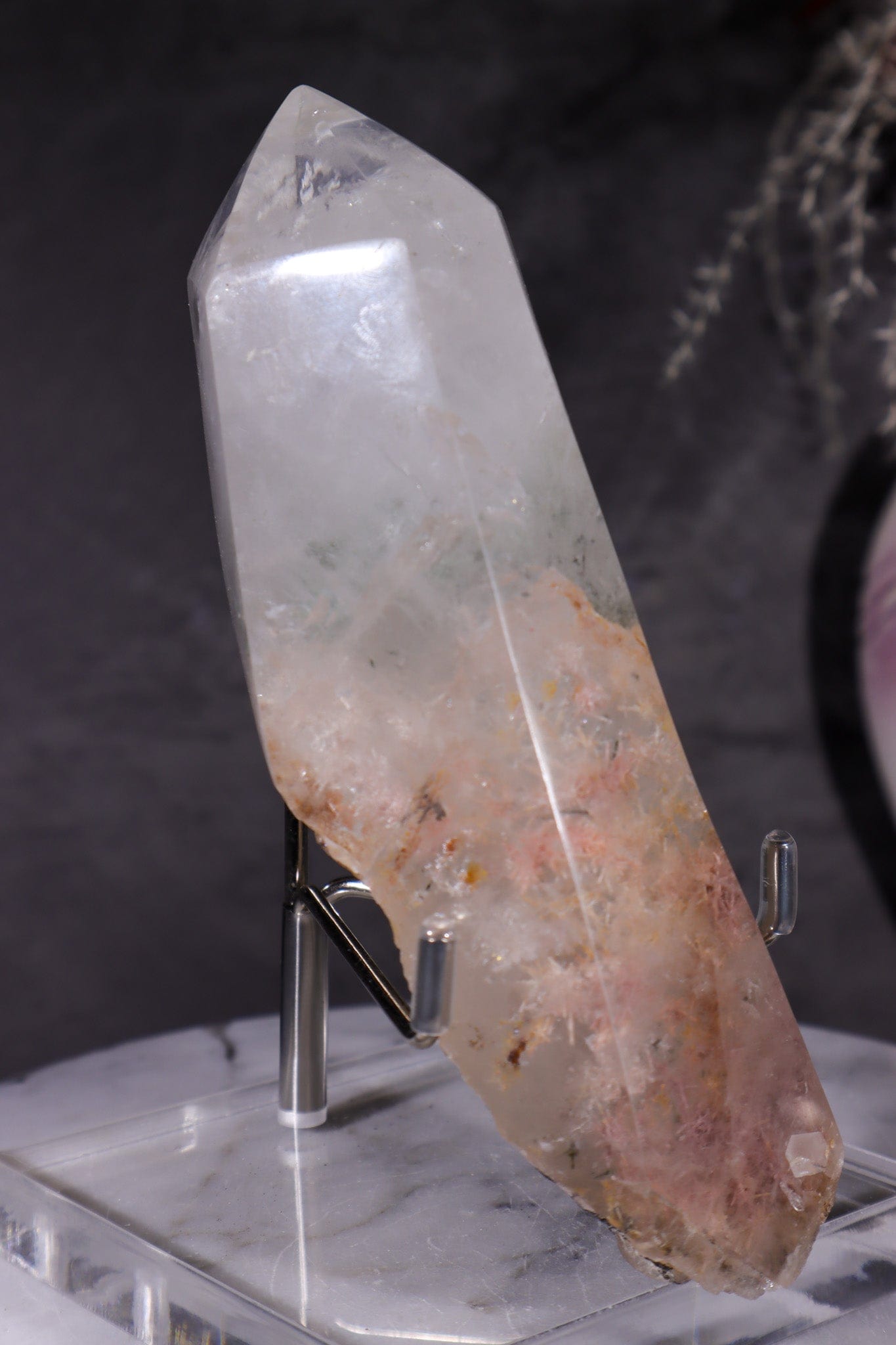 Indonesian Clear Quartz Point With Tourmaline Inclusions 13.7cm Points Tali & Loz Crystals