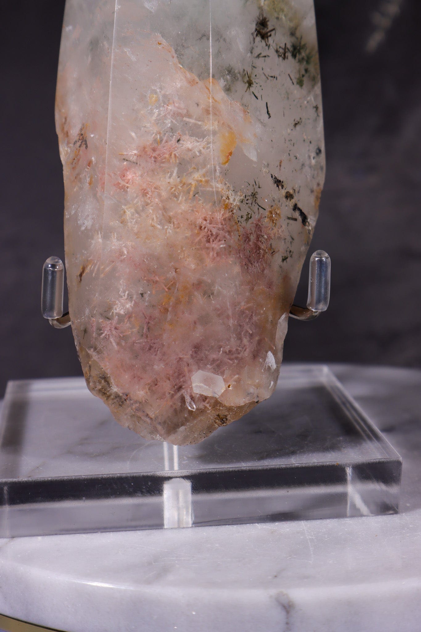 Indonesian Clear Quartz Point With Tourmaline Inclusions 13.7cm Points Tali & Loz Crystals