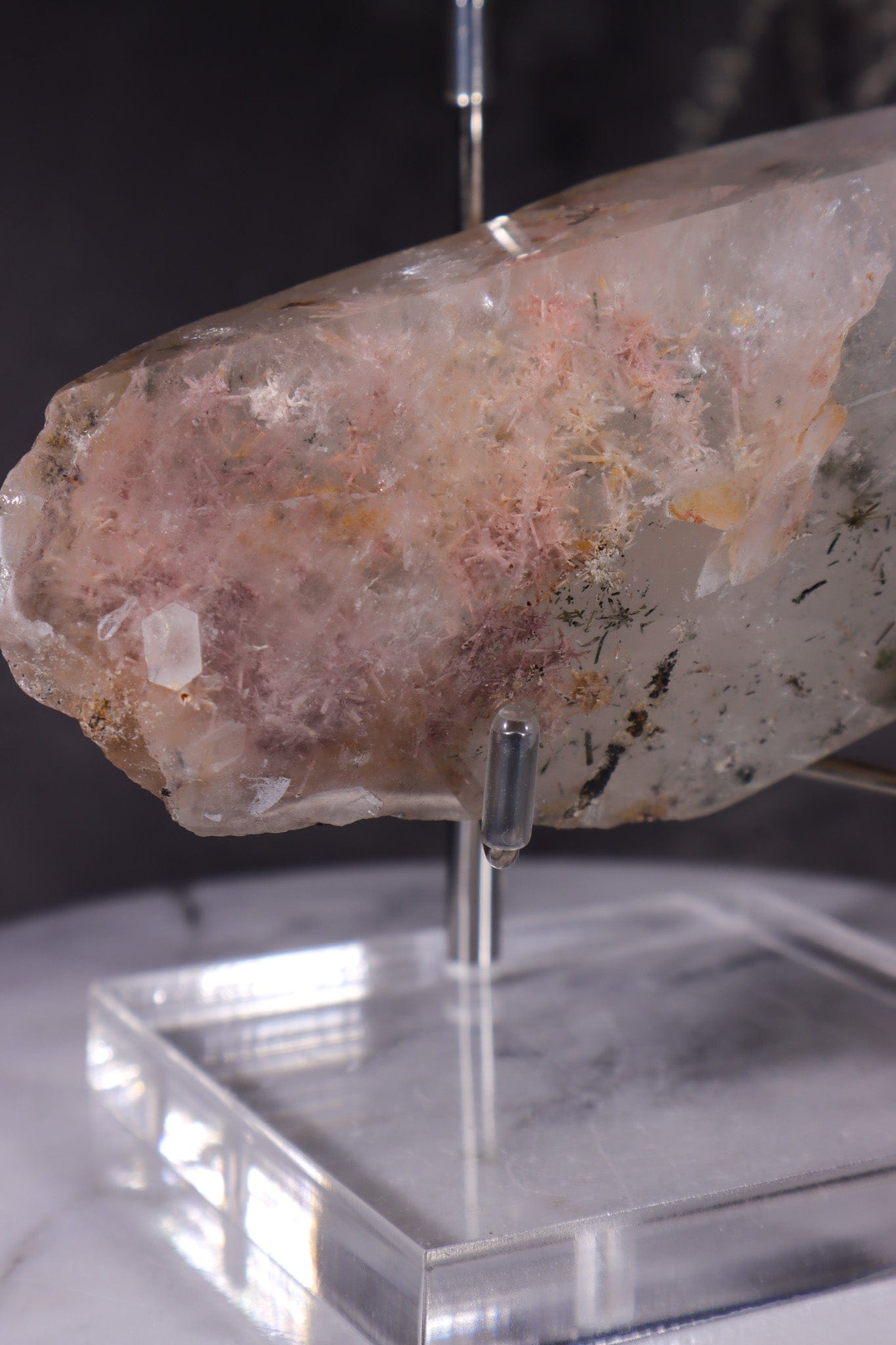 Indonesian Clear Quartz Point With Tourmaline Inclusions 13.7cm Points Tali & Loz Crystals