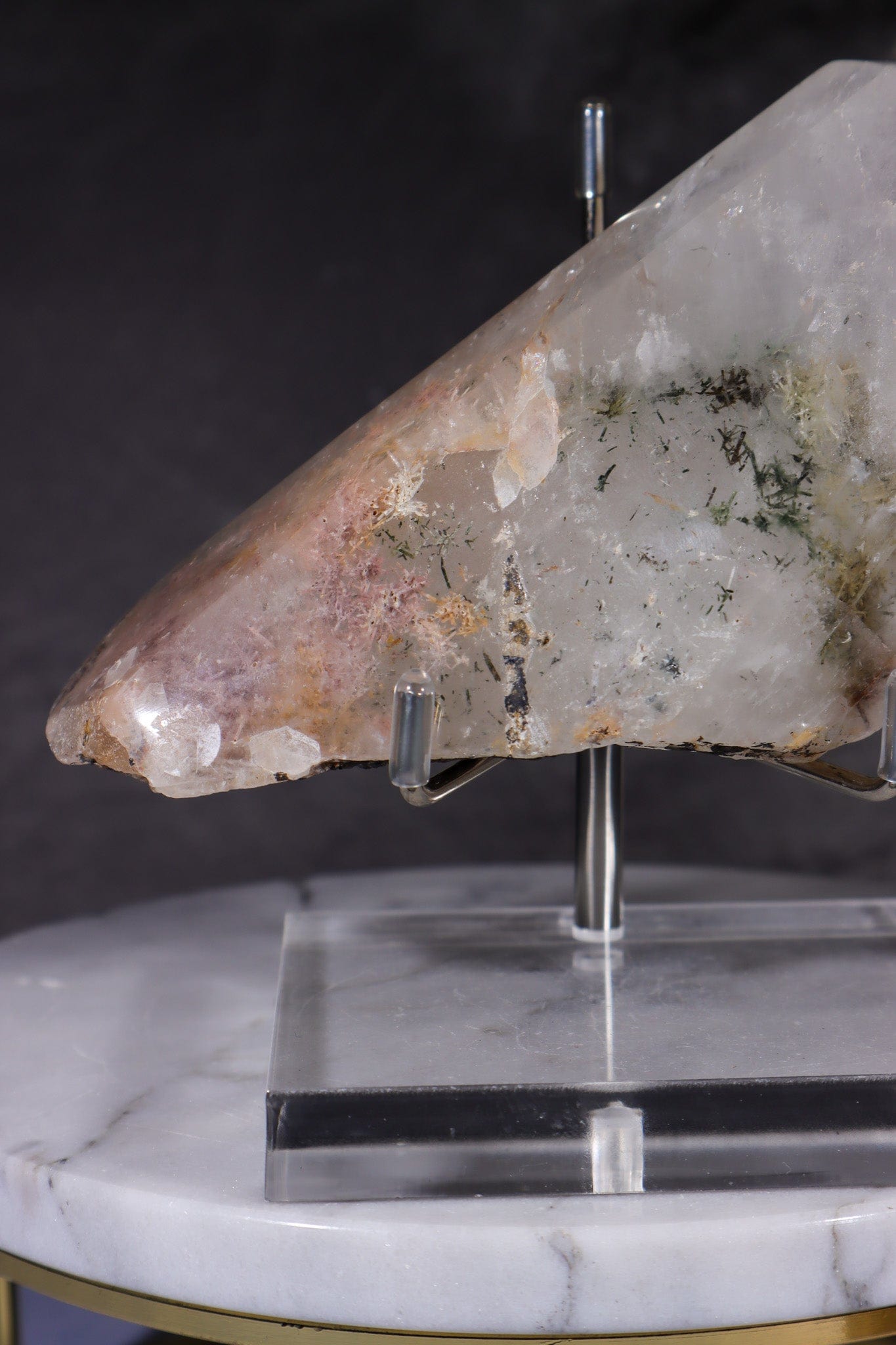 Indonesian Clear Quartz Point With Tourmaline Inclusions 13.7cm Points Tali & Loz Crystals