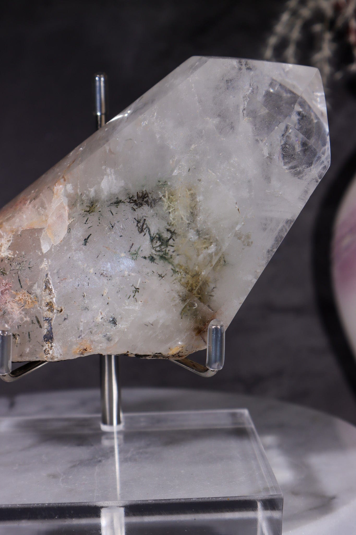Indonesian Clear Quartz Point With Tourmaline Inclusions 13.7cm Points Tali & Loz Crystals