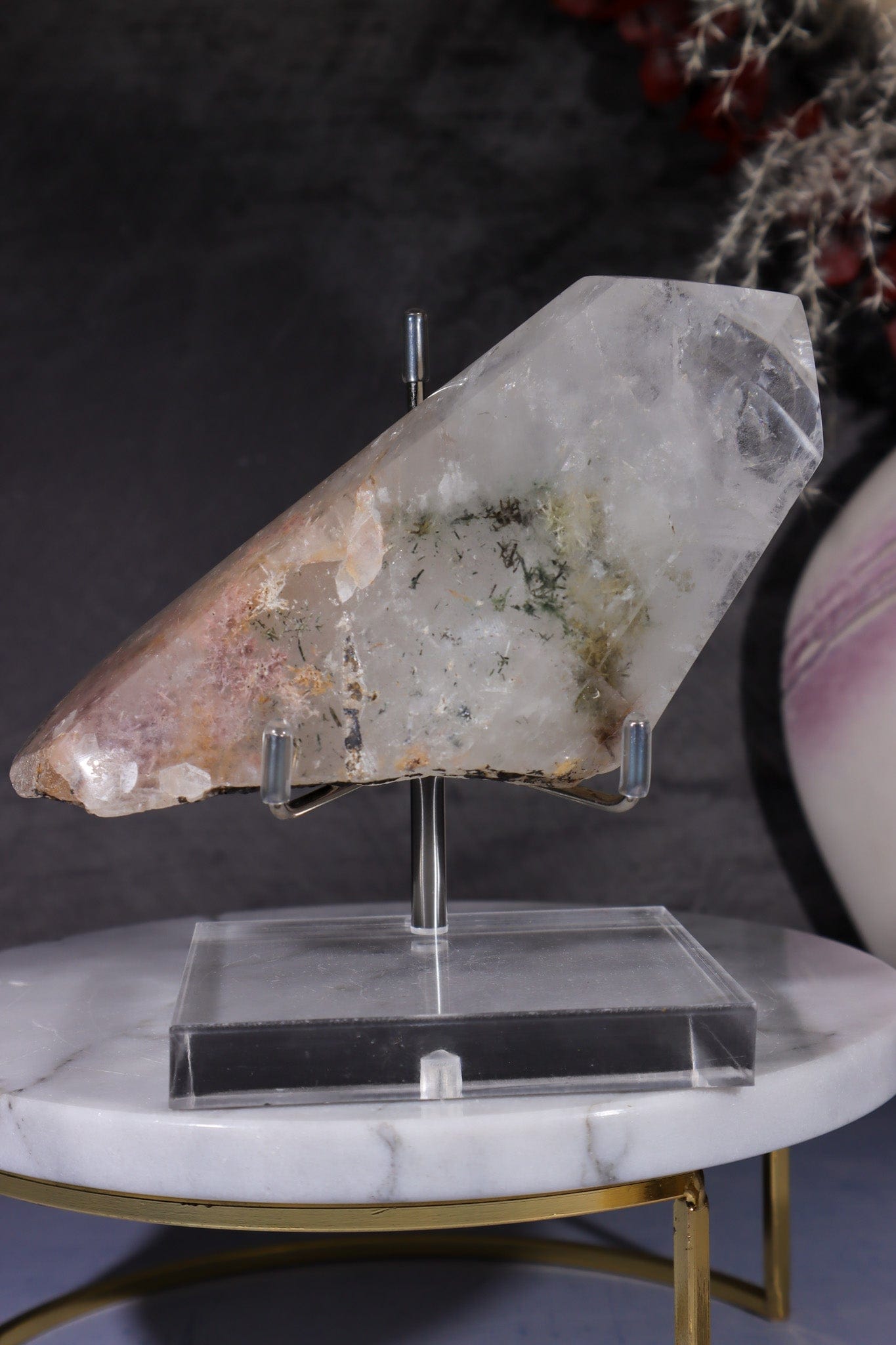 Indonesian Clear Quartz Point With Tourmaline Inclusions 13.7cm Points Tali & Loz Crystals