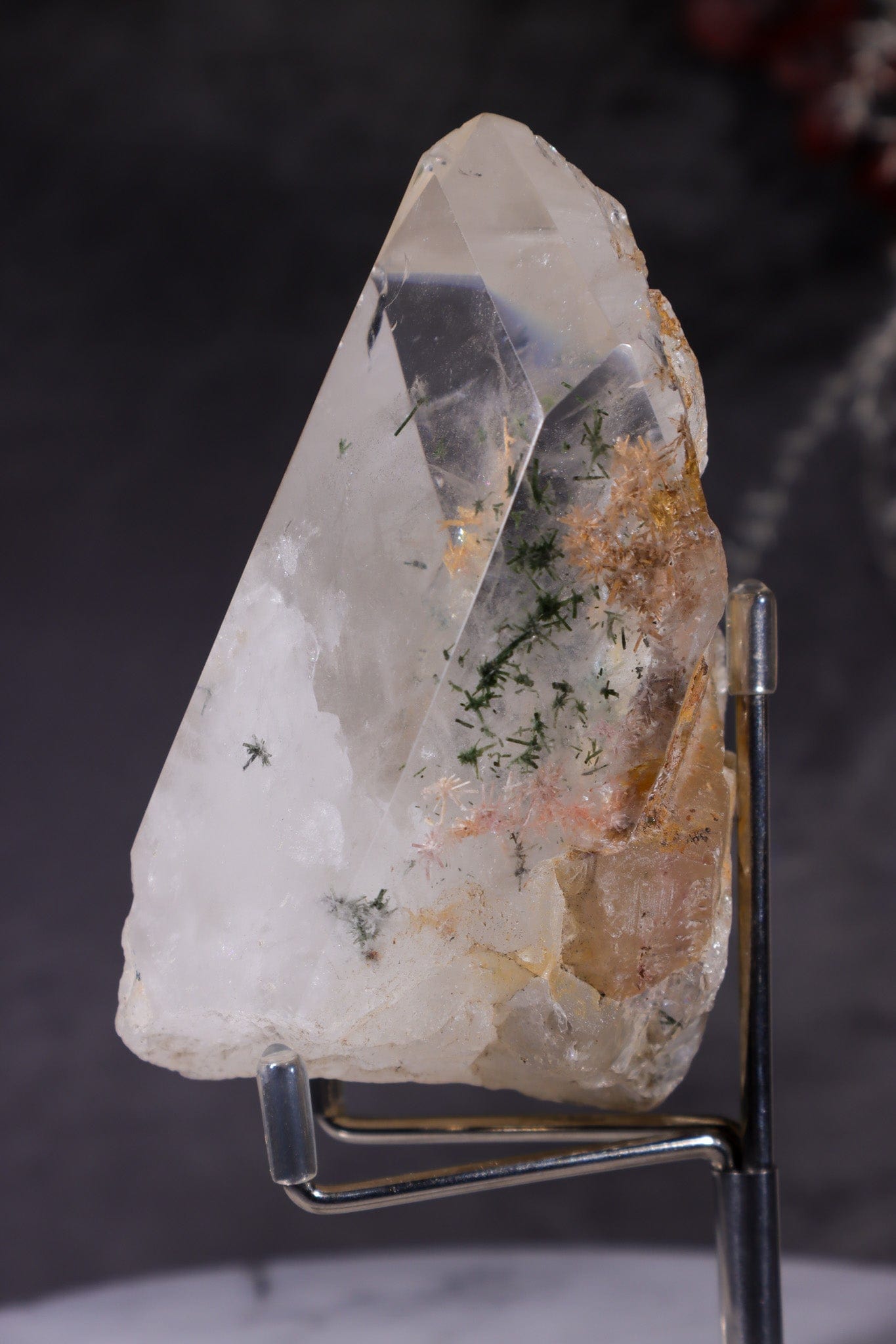 Indonesian Clear Quartz Point With Tourmaline Inclusions 9cm Points Tali & Loz Crystals
