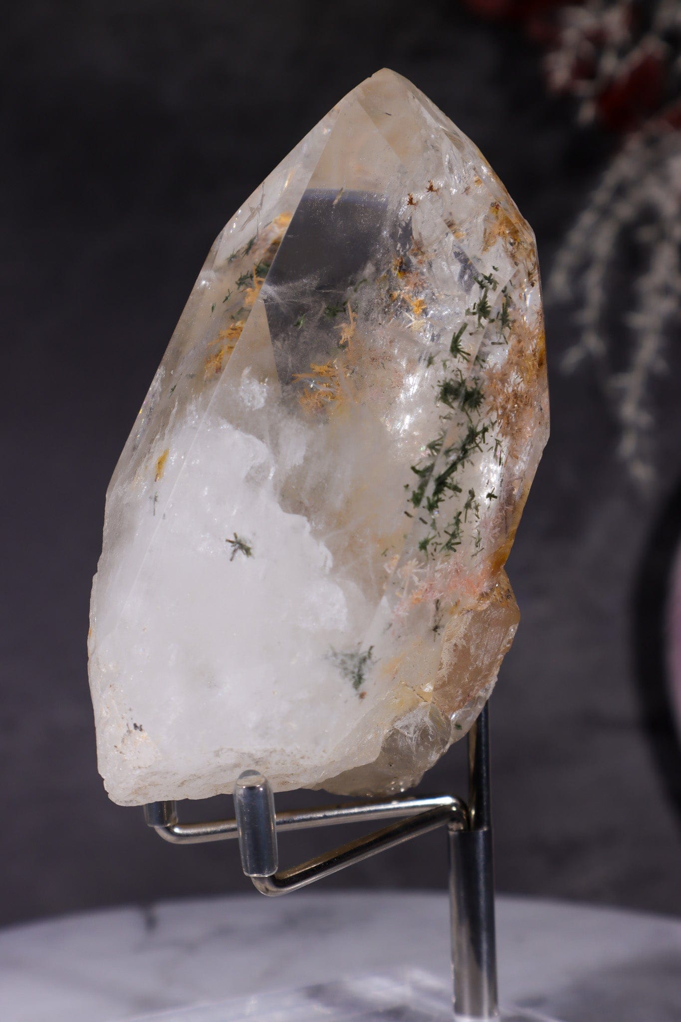 Indonesian Clear Quartz Point With Tourmaline Inclusions 9cm Points Tali & Loz Crystals