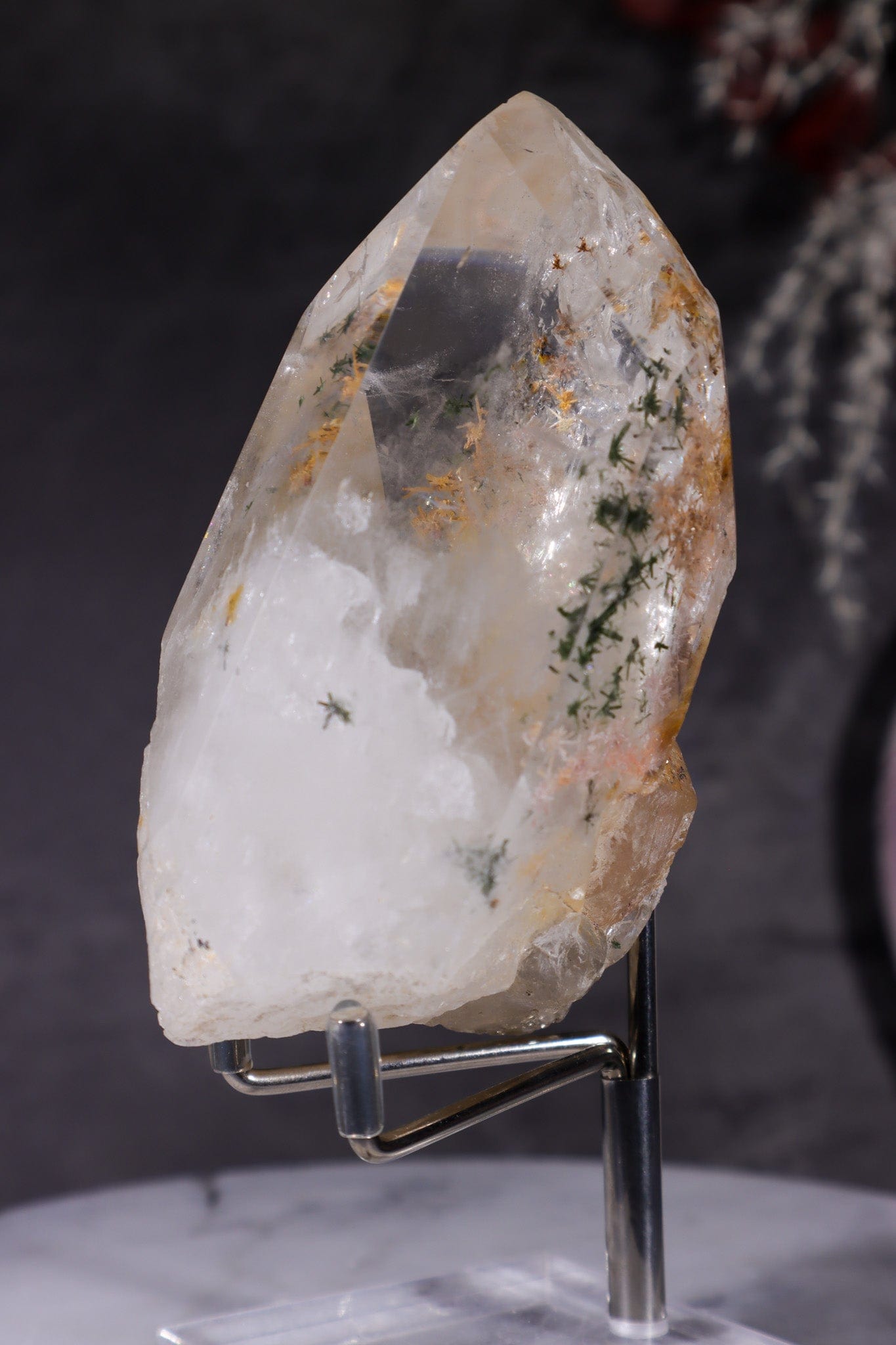 Indonesian Clear Quartz Point With Tourmaline Inclusions 9cm Points Tali & Loz Crystals