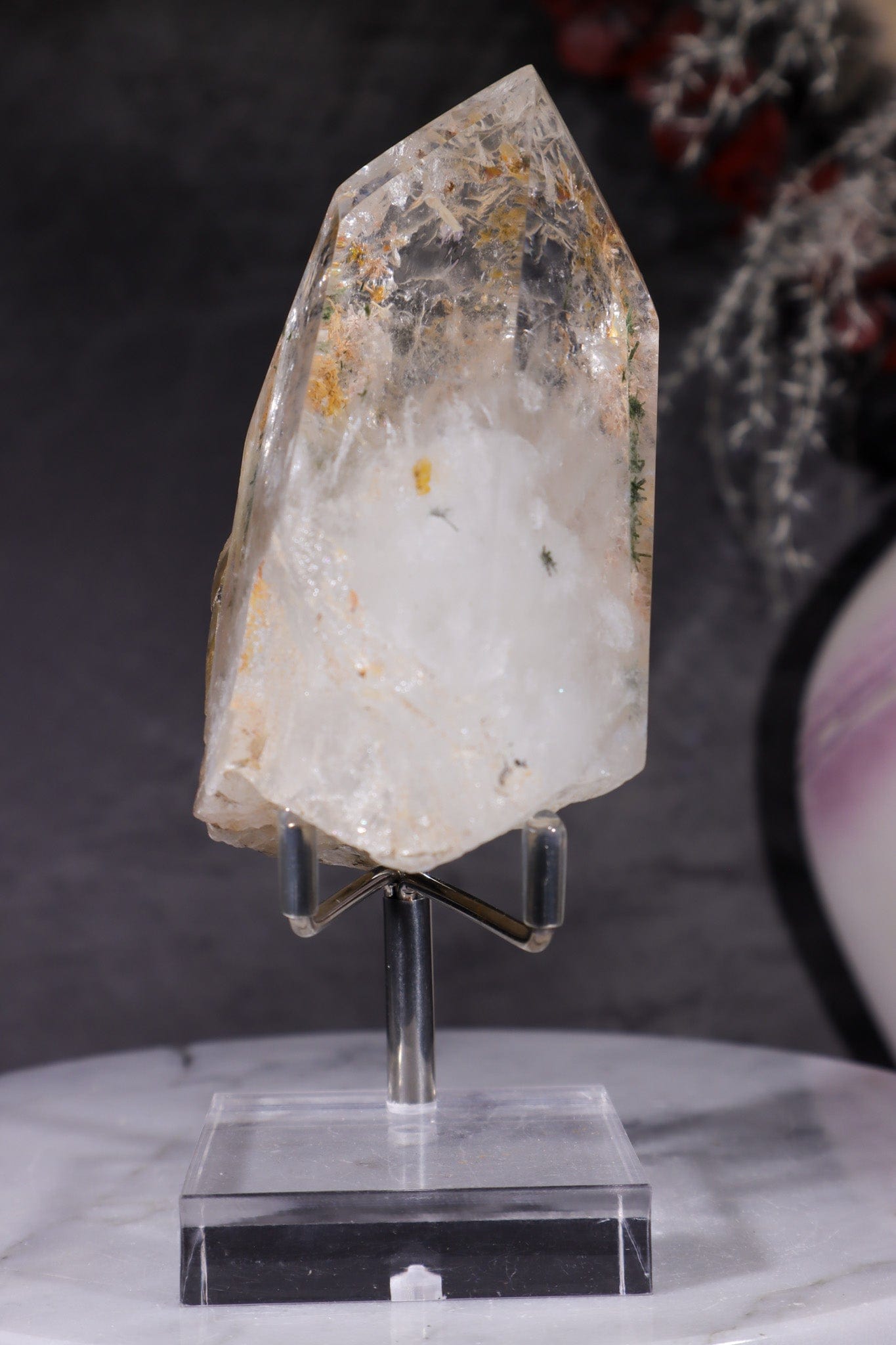 Indonesian Clear Quartz Point With Tourmaline Inclusions 9cm Points Tali & Loz Crystals