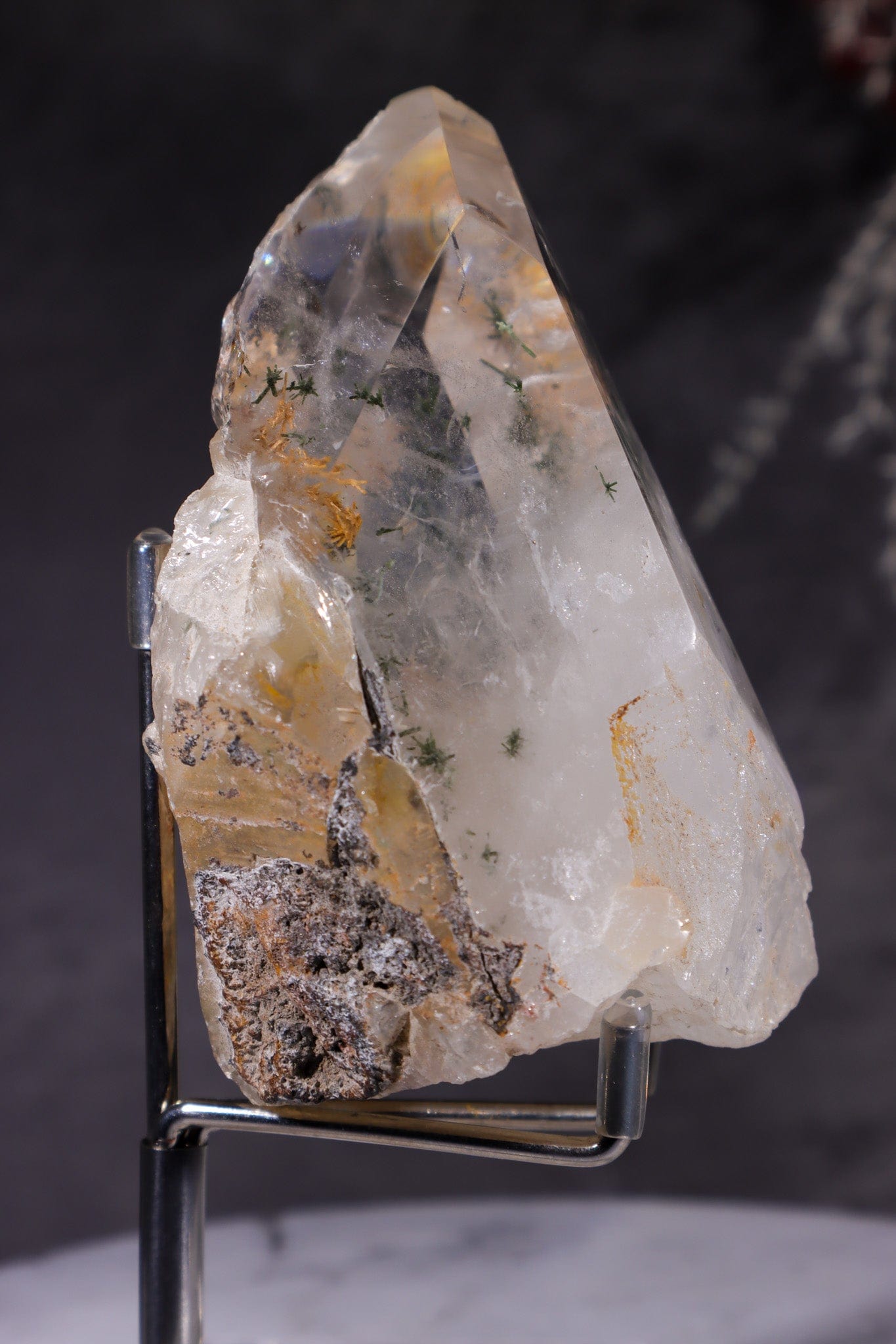 Indonesian Clear Quartz Point With Tourmaline Inclusions 9cm Points Tali & Loz Crystals