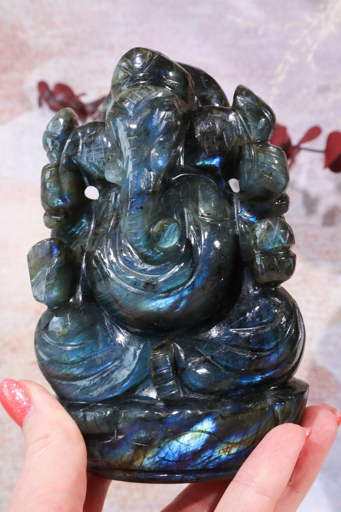 Labradorite Ganesh Carving, Sold as Seen Carving Tali & Loz Crystals