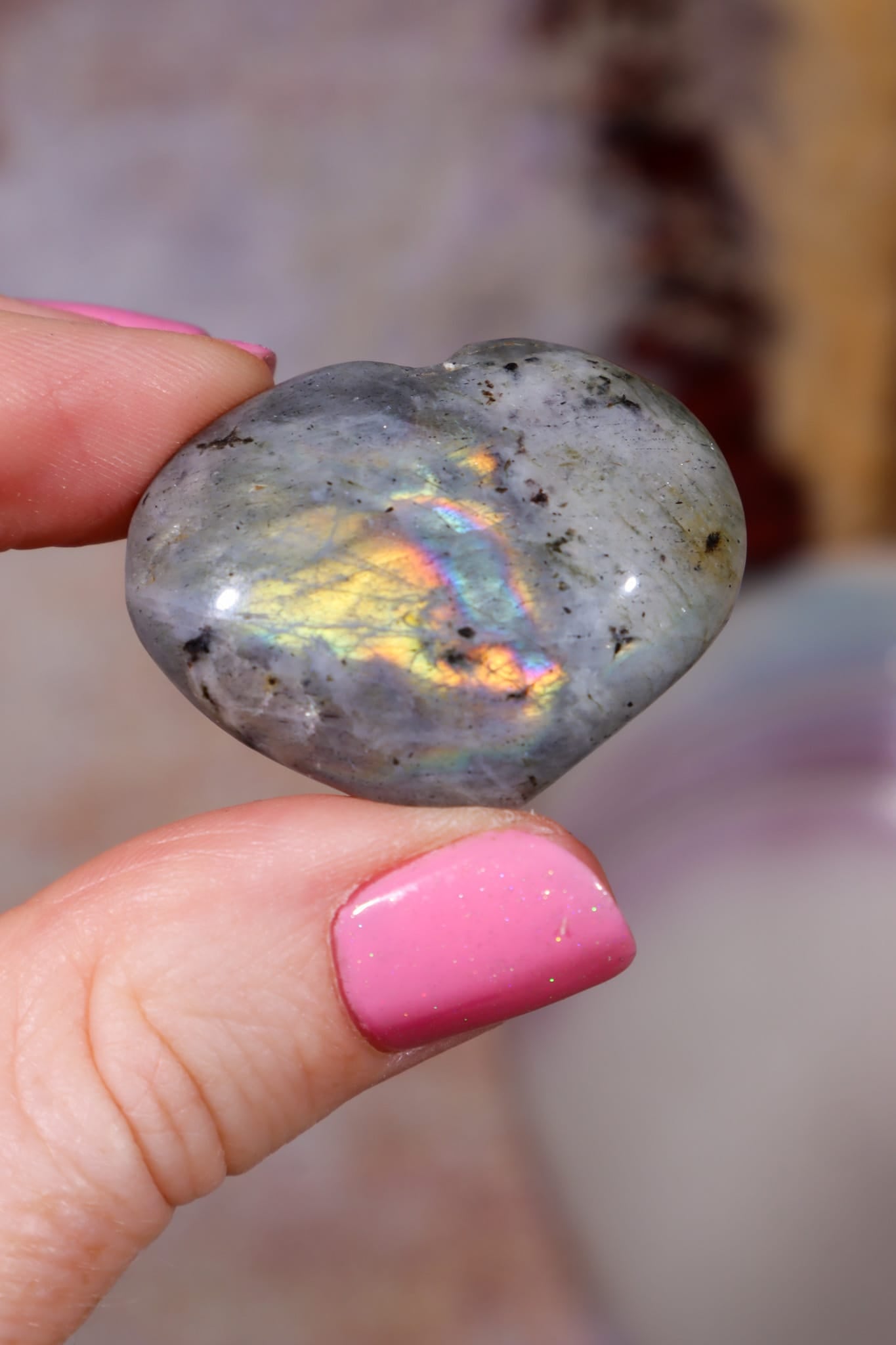 Labradorite Hearts | Large 3.5x3cm | Light Base | Madagascar Hearts Tali & Loz Crystals