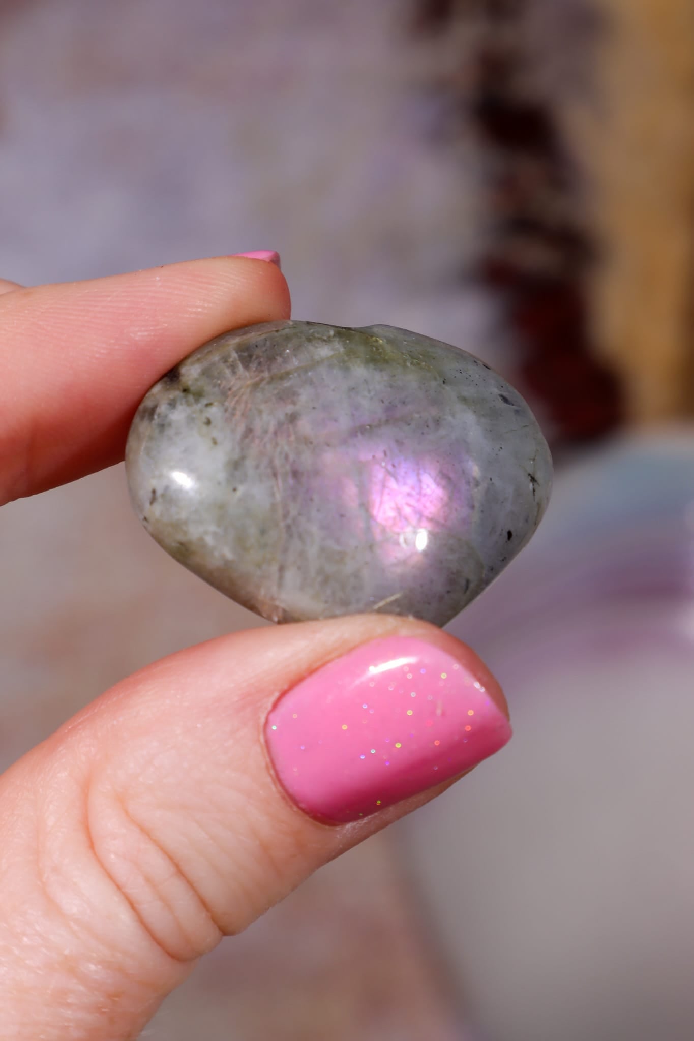 Labradorite Hearts | Large 3.5x3cm | Light Base | Madagascar Hearts Tali & Loz Crystals