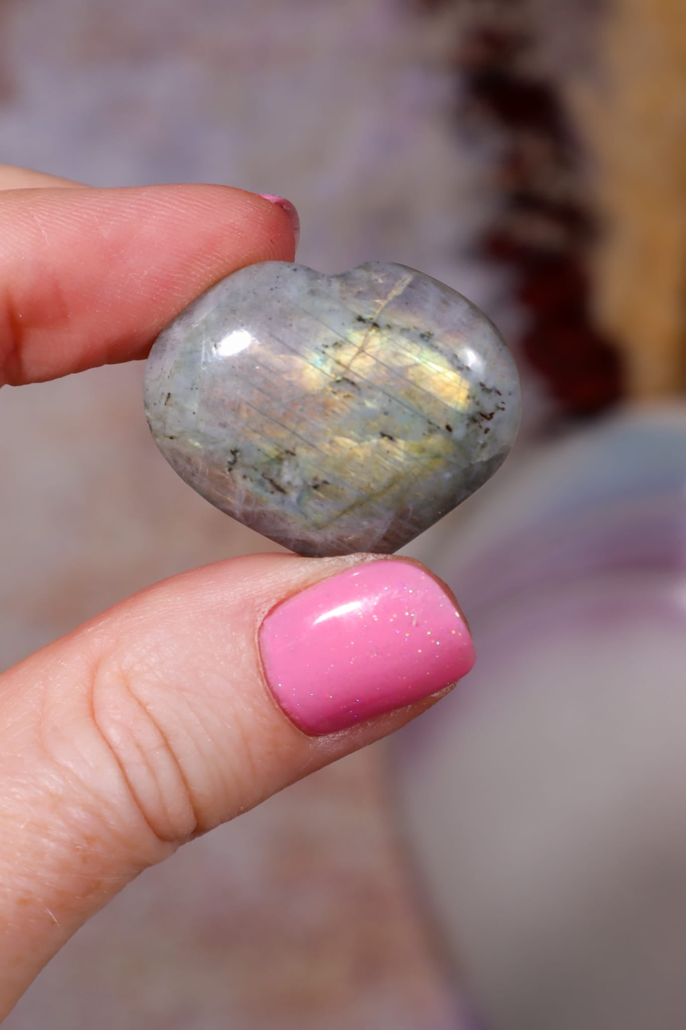 Labradorite Hearts | Large 3.5x3cm | Light Base | Madagascar Hearts Tali & Loz Crystals