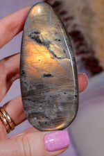 Labradorite Palm Stone | Gua Sha & Meditation Tool | Gold Flash Palm Stone Tali and Loz