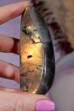 Labradorite Palm Stone | Gua Sha & Meditation Tool | Gold Flash Palm Stone Tali and Loz