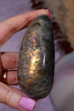 Labradorite Palm Stone | Gua Sha & Meditation Tool | Gold Flash Palm Stone Tali and Loz