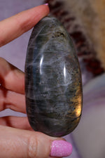 Labradorite Palm Stone | Gua Sha & Meditation Tool | Gold Flash Palm Stone Tali and Loz