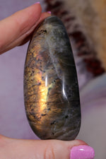 Labradorite Palm Stone | Gua Sha & Meditation Tool | Gold Flash Palm Stone Tali and Loz