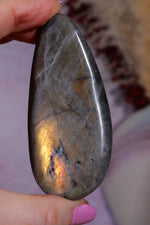 Labradorite Palm Stone | Gua Sha & Meditation Tool | Gold Flash Palm Stone Tali and Loz