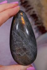 Labradorite Palm Stone | Gua Sha & Meditation Tool | Gold Flash Palm Stone Tali and Loz