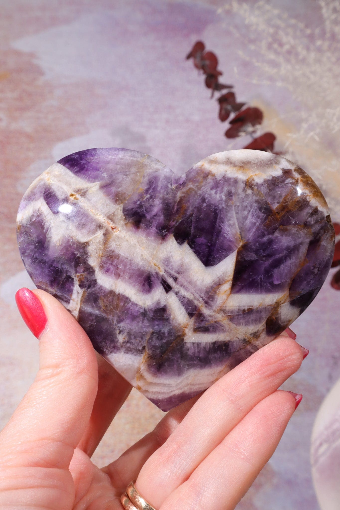 Large Chevron Amethyst Heart 9.5cm Hearts Tali & Loz Crystals