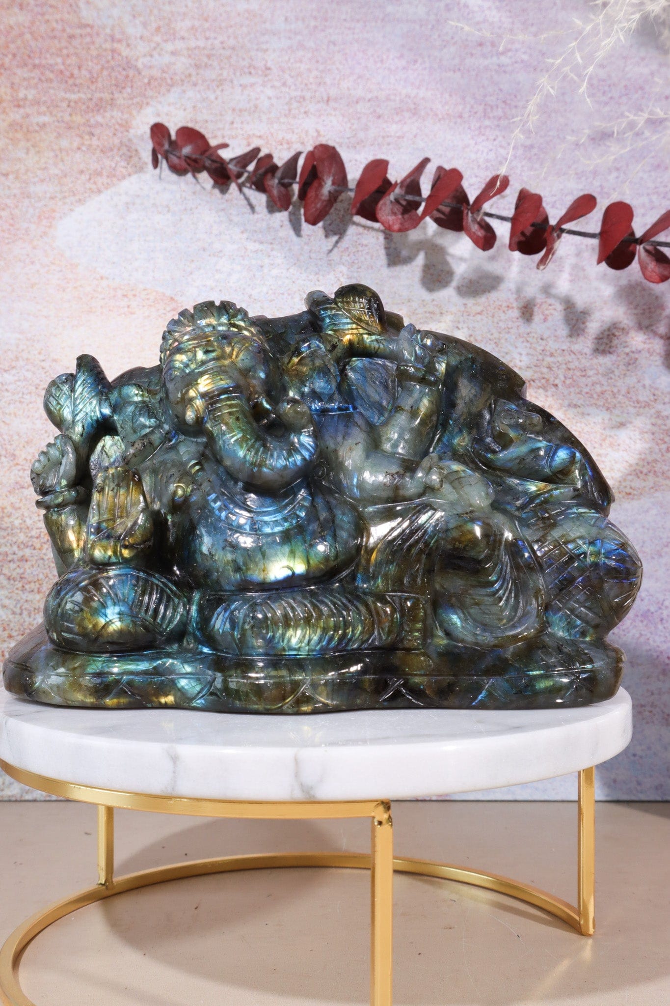 Large Labradorite Ganesh Carving, Sold as Seen Carving Tali & Loz Crystals