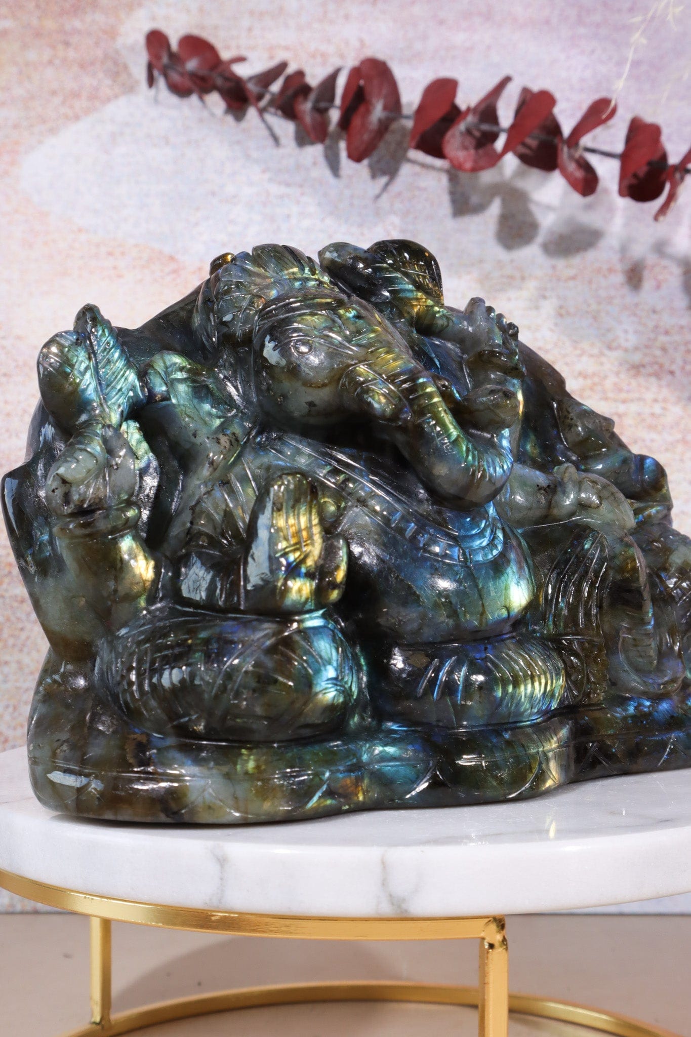 Large Labradorite Ganesh Carving, Sold as Seen Carving Tali & Loz Crystals