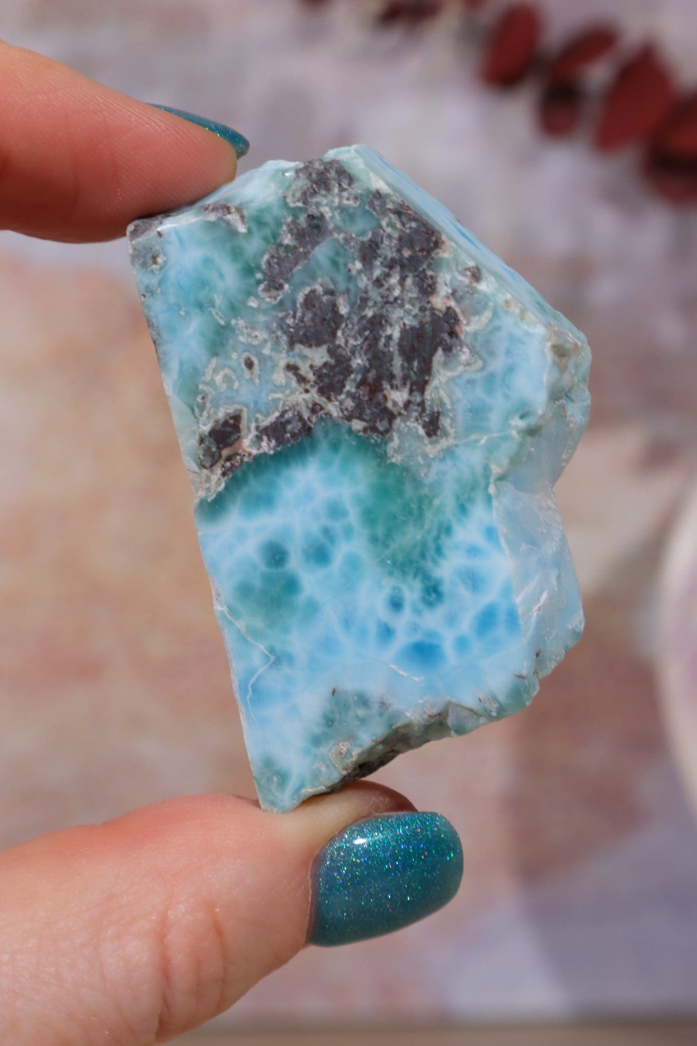 Larimar Freeform Slice 34.4gr Rocks & Fossils Tali & Loz Crystals