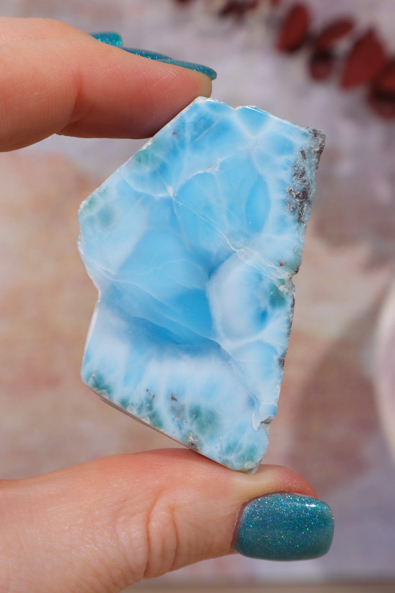 Larimar Freeform Slice 34.4gr Rocks & Fossils Tali & Loz Crystals