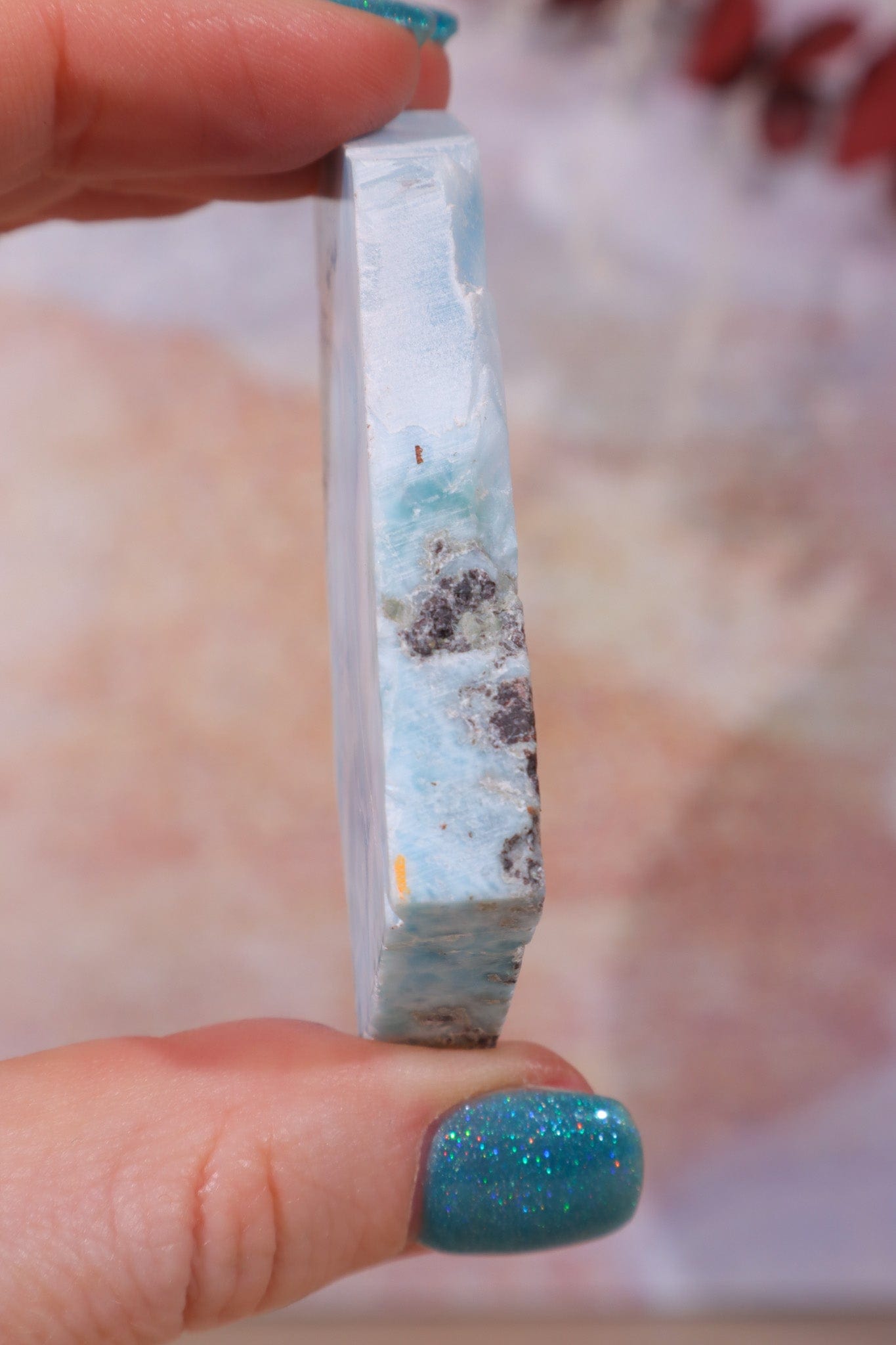 Larimar Freeform Slice 36.80g Sold As Seen Rocks & Fossils Tali & Loz Crystals