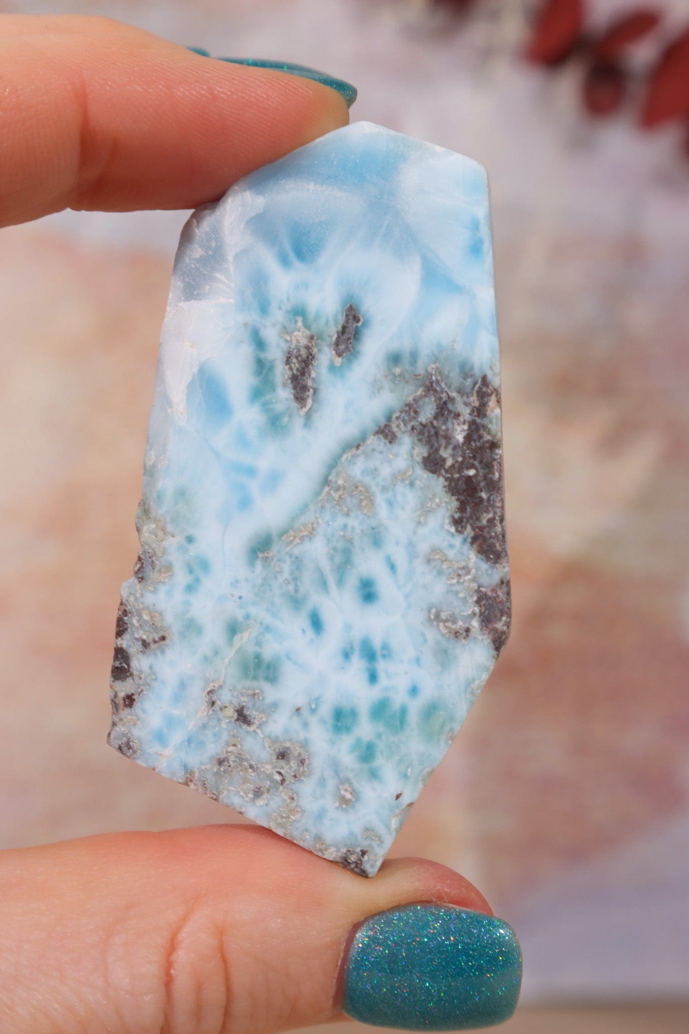 Larimar Freeform Slice 36.80g Sold As Seen Rocks & Fossils Tali & Loz Crystals