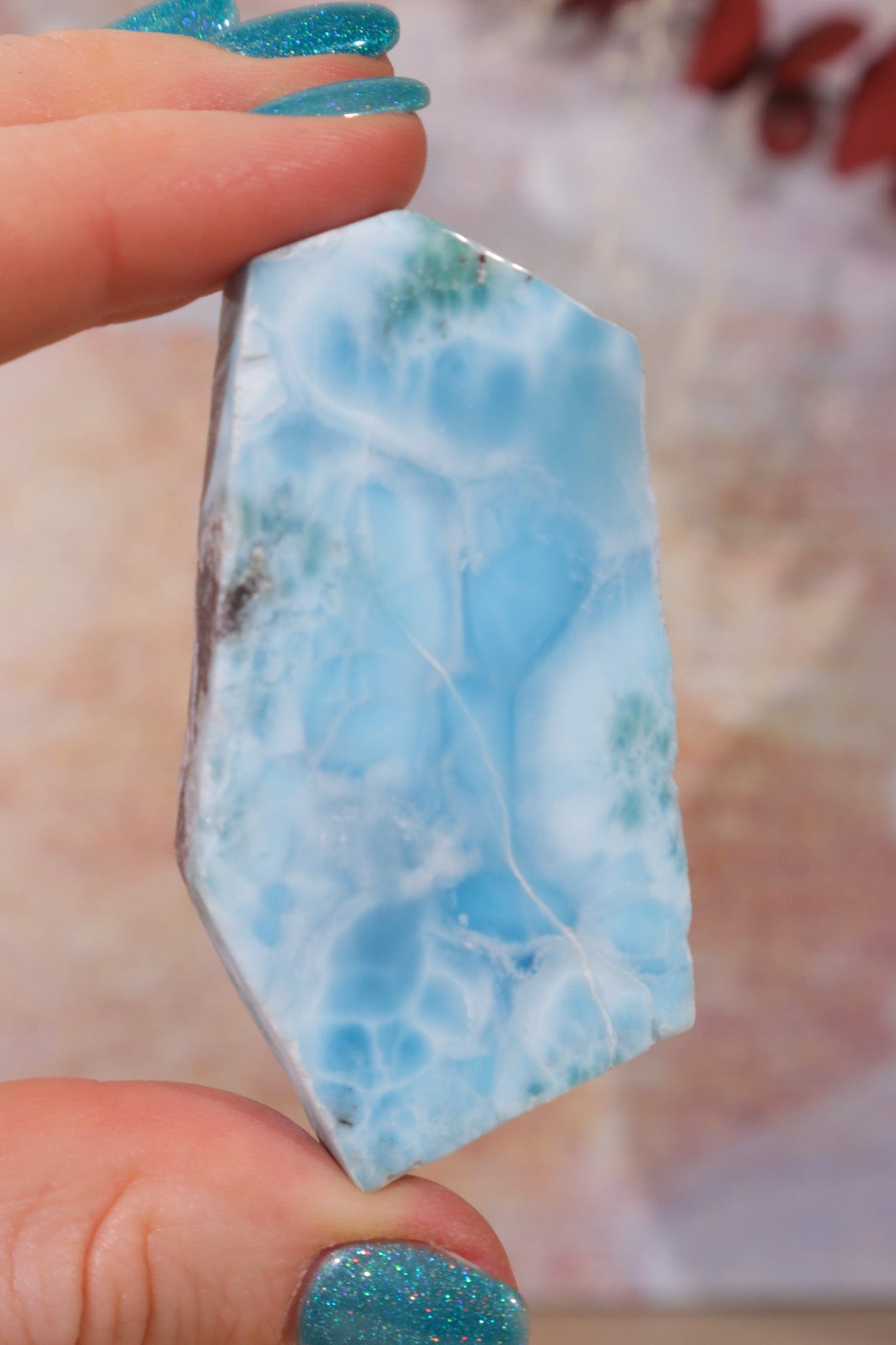 Larimar Freeform Slice 36.80g Sold As Seen Rocks & Fossils Tali & Loz Crystals