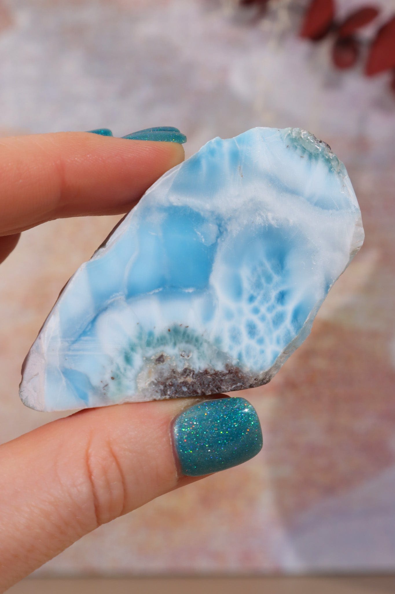 Larimar Freeform Slice 48.27gr Rocks & Fossils Tali & Loz Crystals